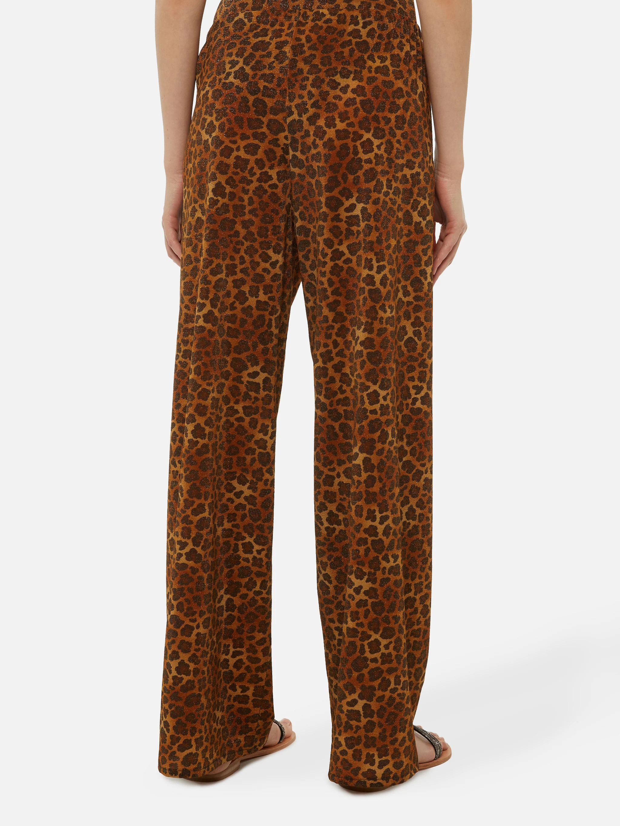 Pantaloni a gamba larga Amalia in lurex leopardato - Image 4
