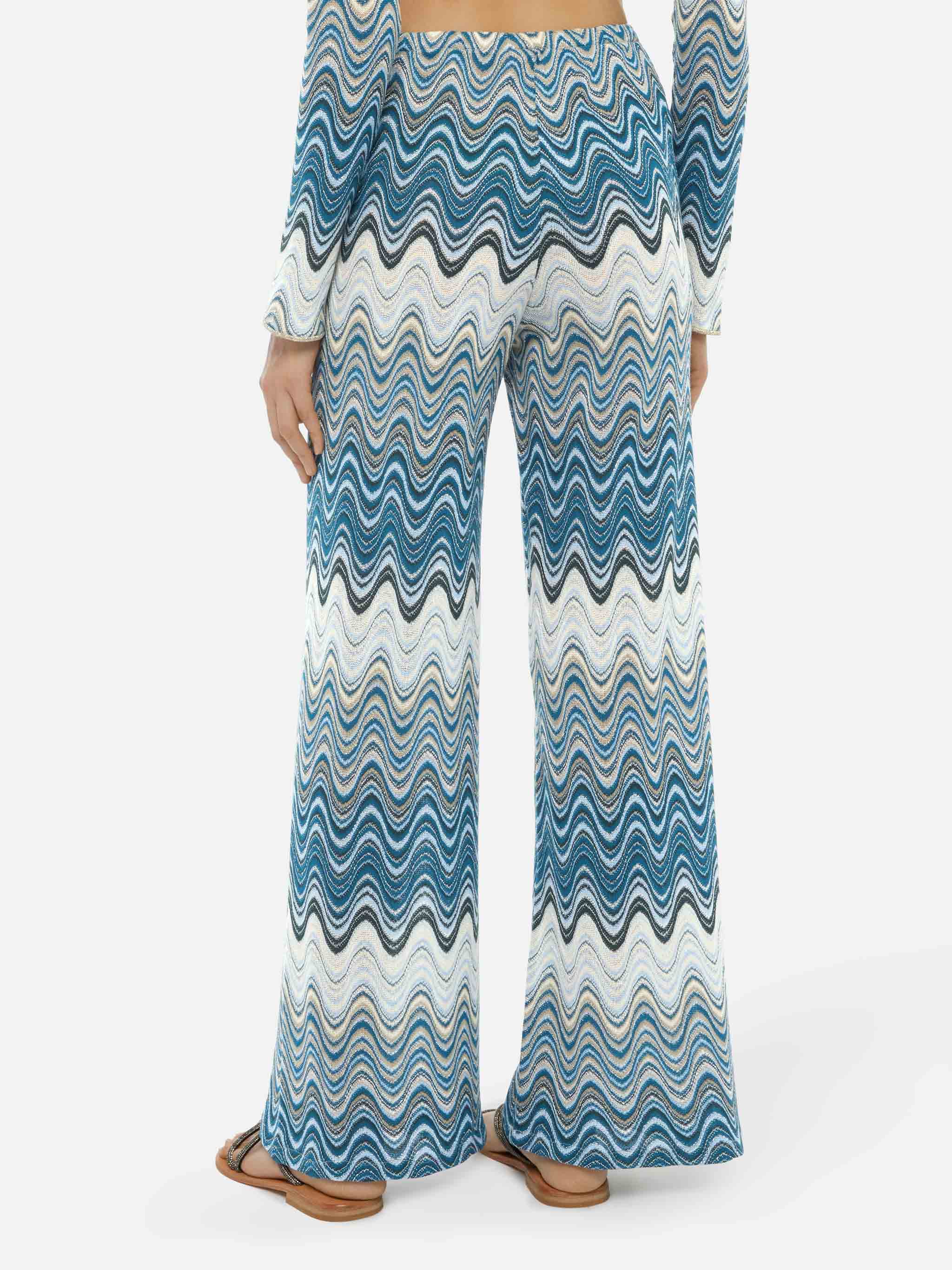 Pantaloni a gamba larga Amalia in maglia raschel - Image 3