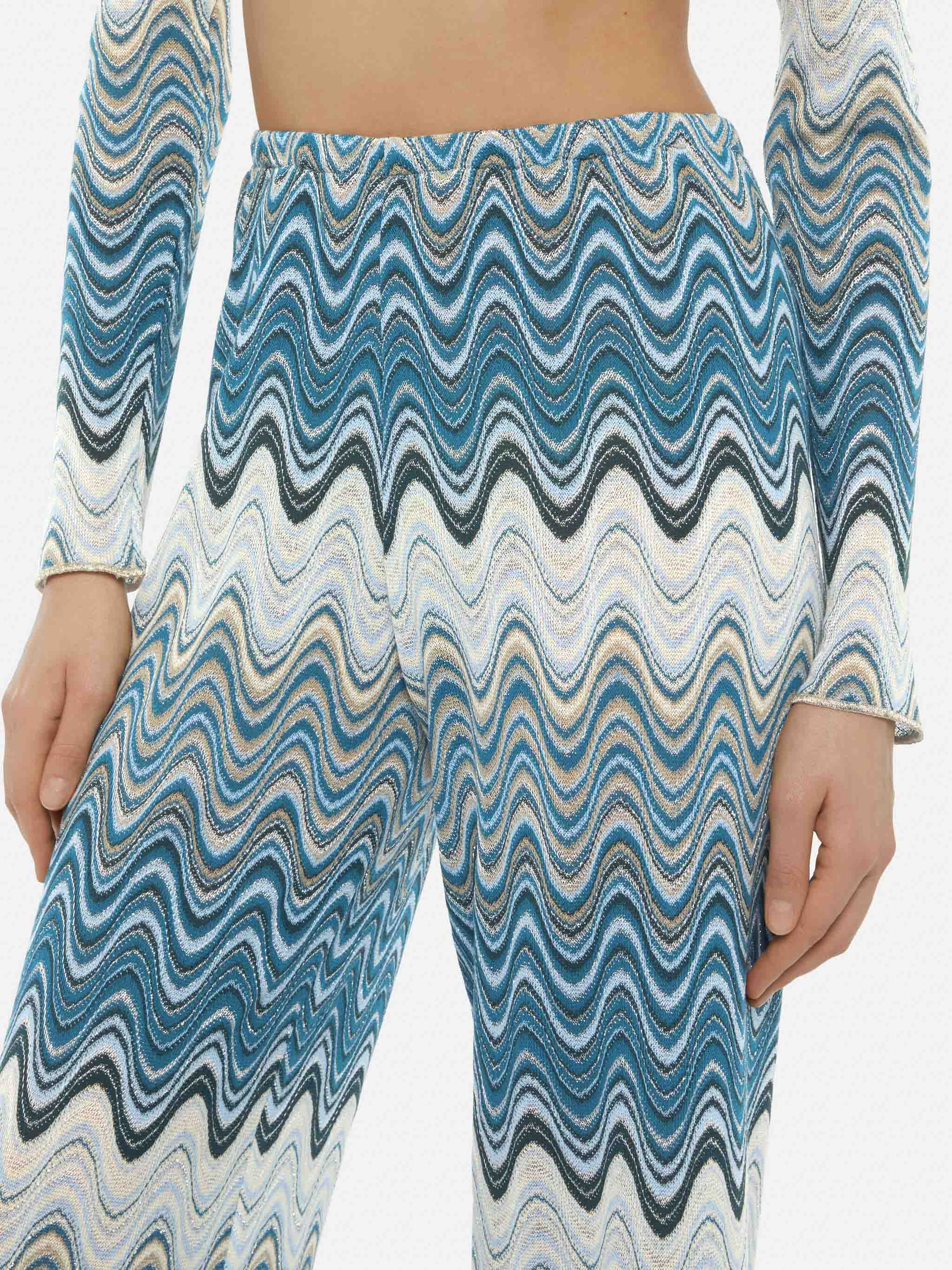 Pantaloni a gamba larga Amalia in maglia raschel - Image 4