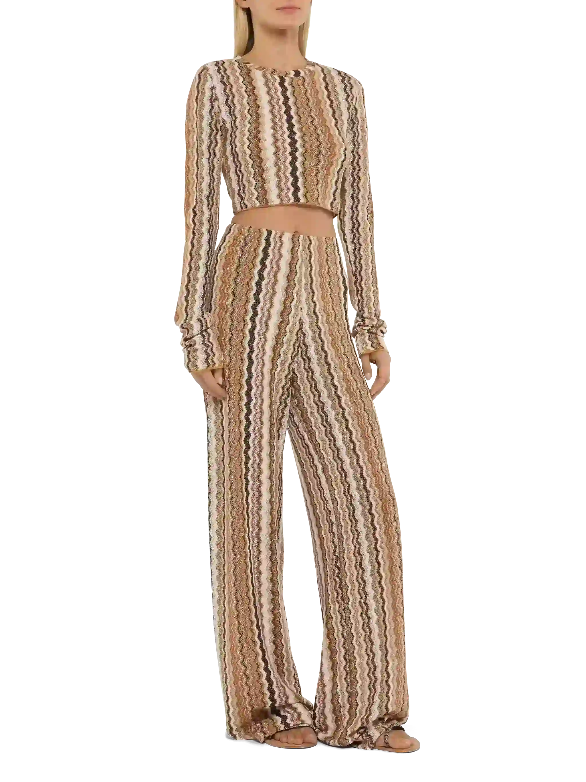 Pantaloni a gamba larga Amalia in maglia raschel - Image 2