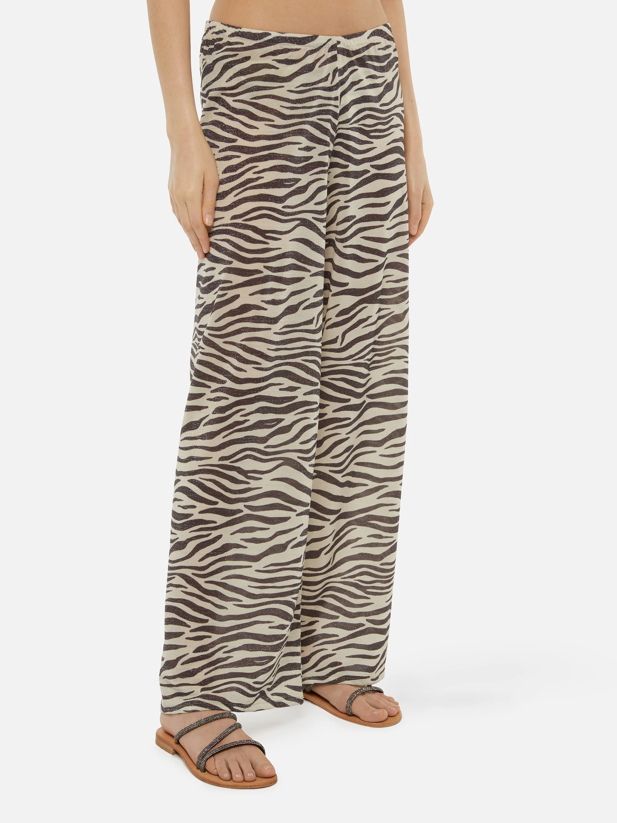 Pantaloni a gamba larga Amalia in lurex zebrato - Image 3