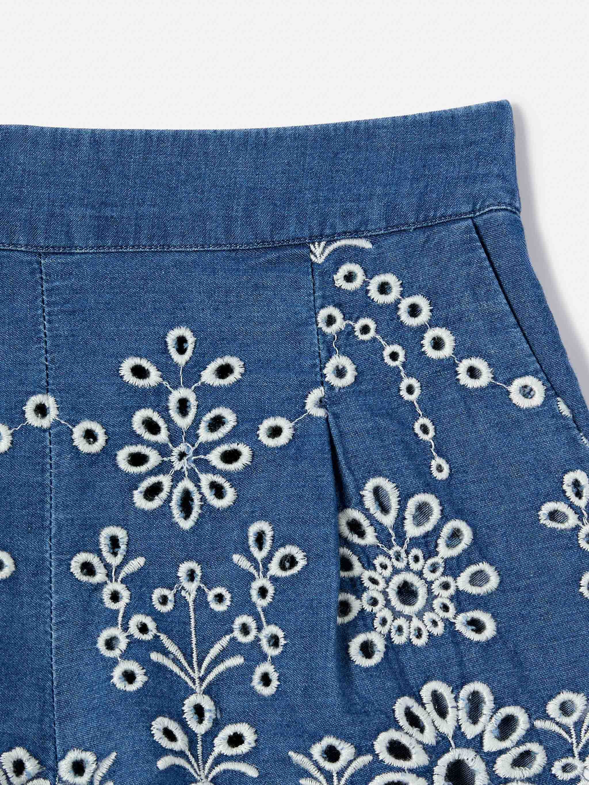 Short Amani Jr in chambray con ricamo  - Image 2