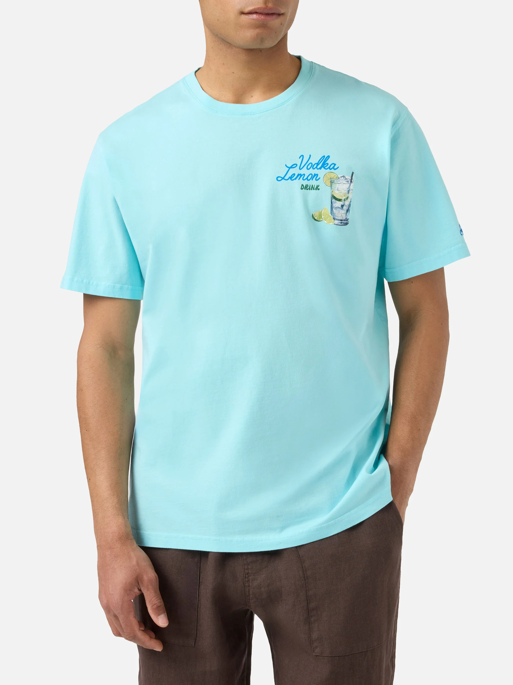 T-shirt Portland verde acqua con illustrazione Vodka Lemon Drink - Image 3