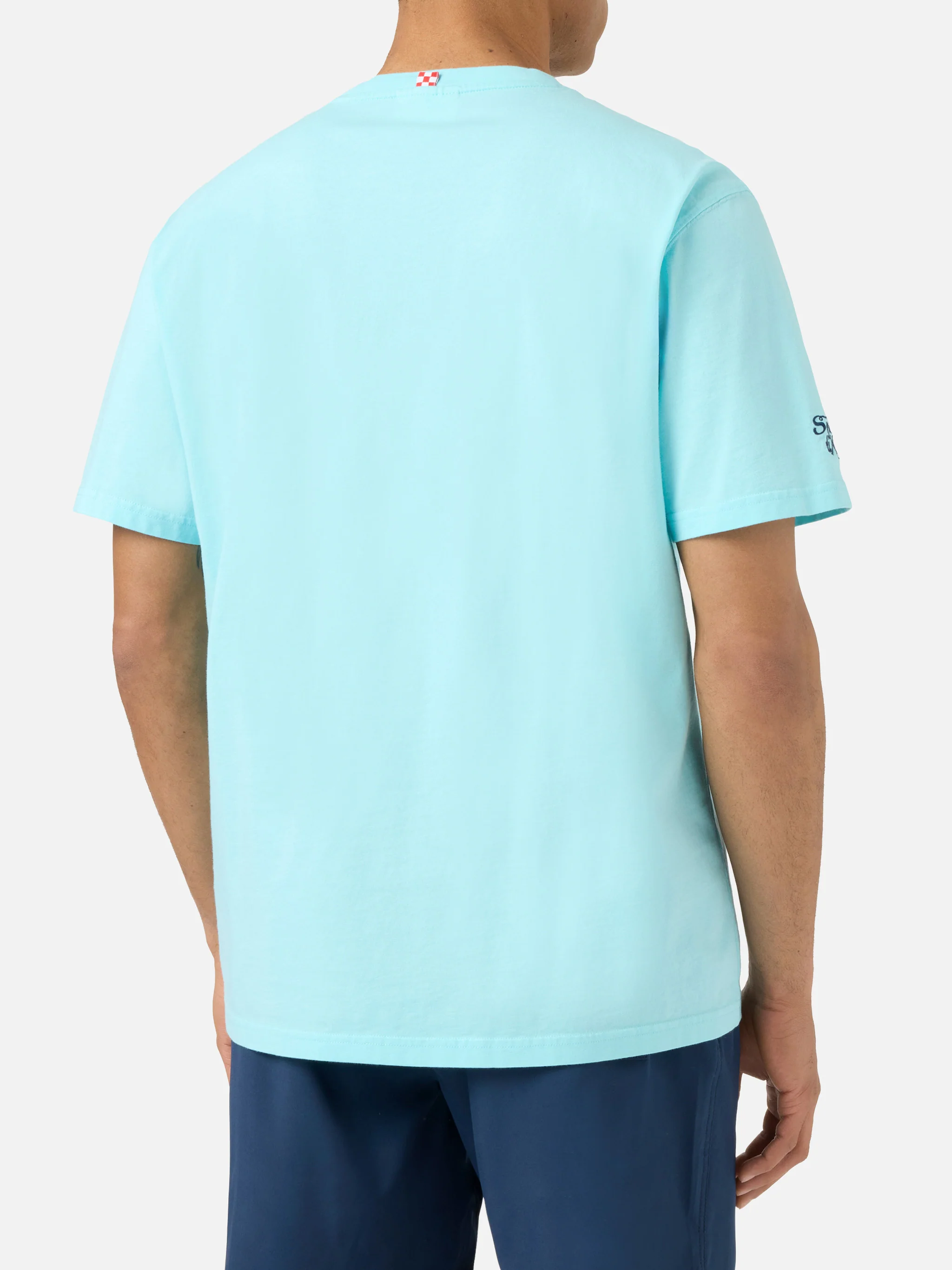 T-shirt Portofino turchese chiaro con ricamo Cerco L'estate Tutto L'anno - Image 4
