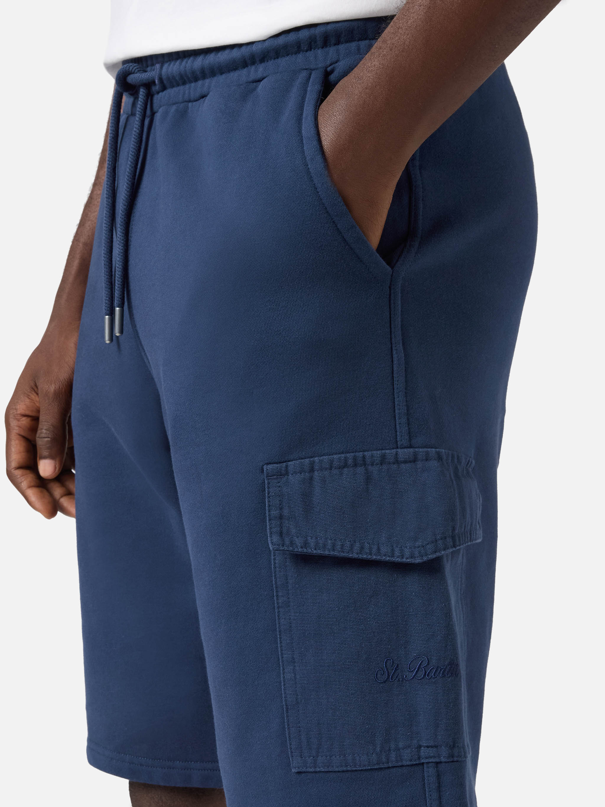 Bermuda Argo in cotone blu navy con tasca cargo - Image 2