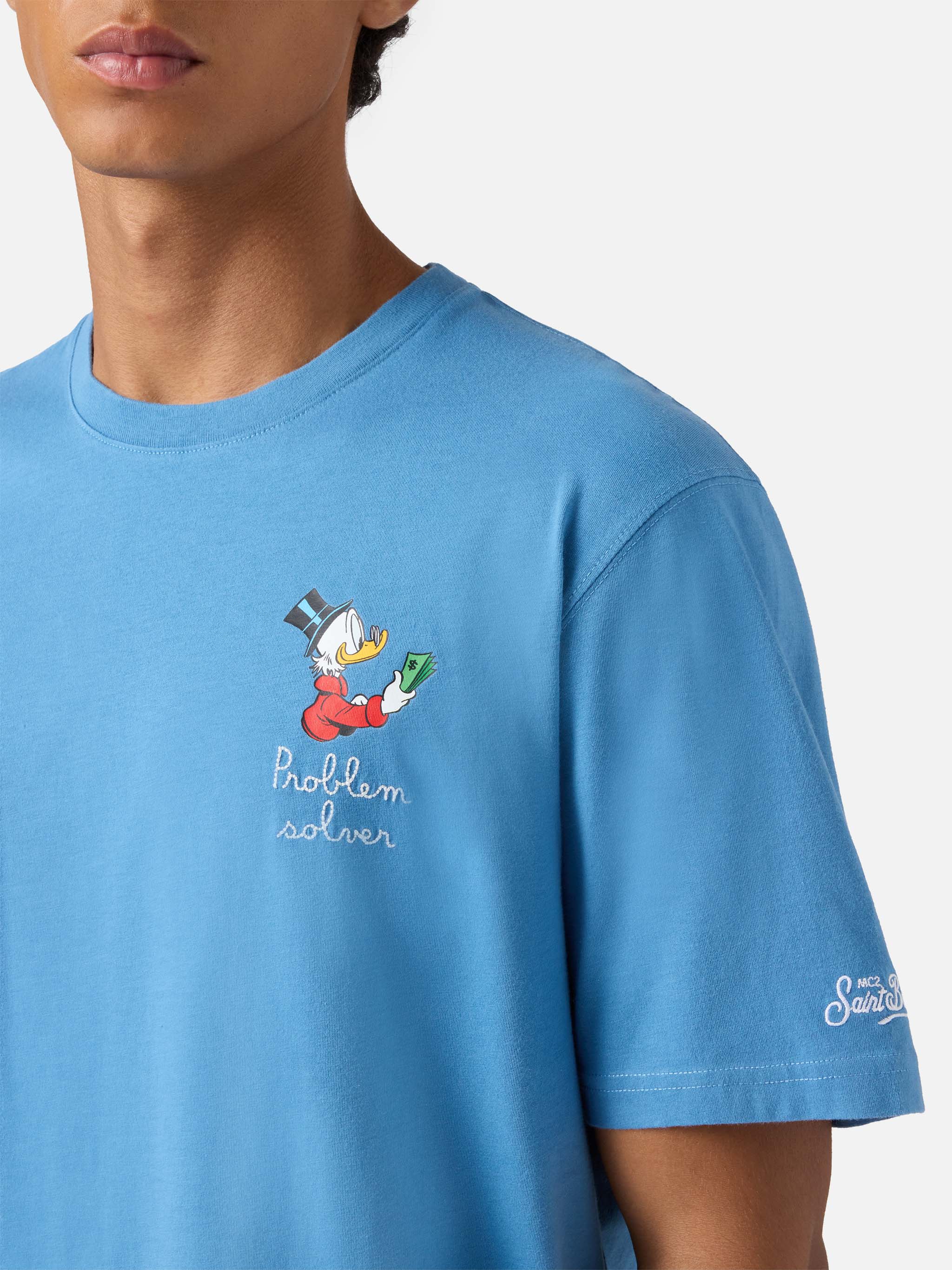 T-shirt Arnott in cotone blu avio con ricamo zio Paperone Problem Solver | DISNEY SPECIAL EDITION - Image 2