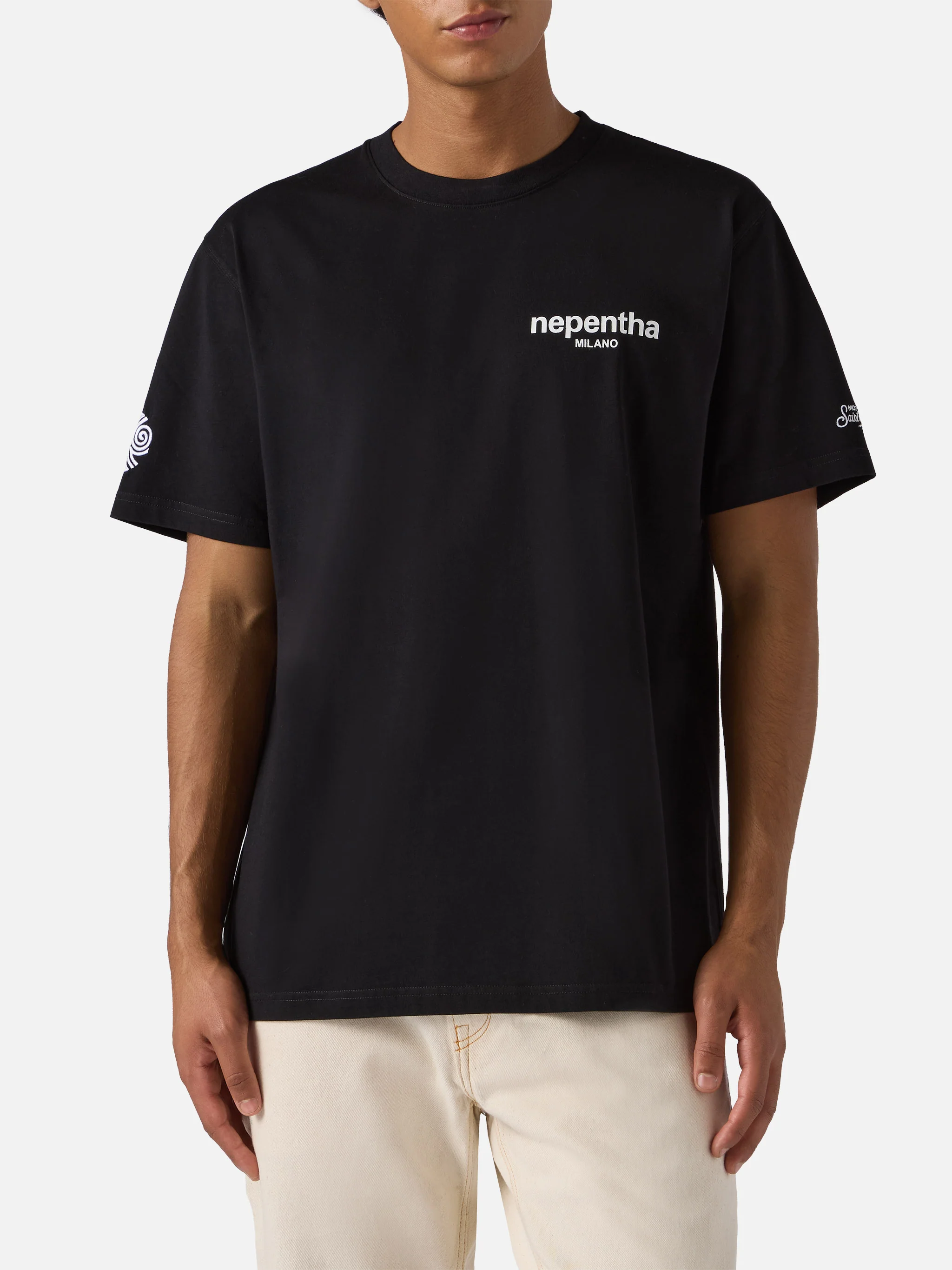 T-shirt Arnott in cotone nero con stampa Nepentha | NEPENTHA SPECIAL EDITION - Image 3