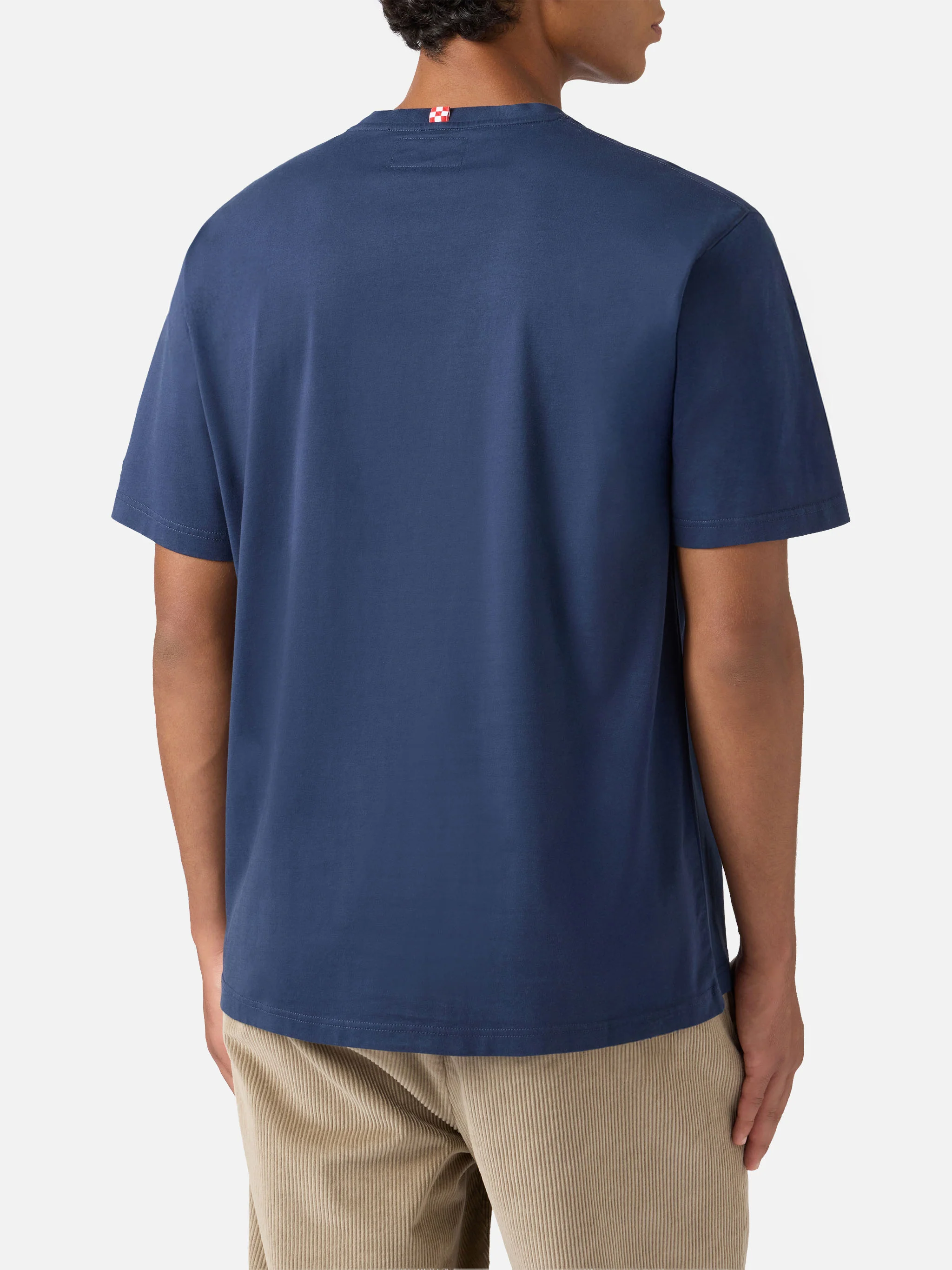 T-shirt Arnott in cotone blu con ricamo Save water drink Gin Tonic - Image 3