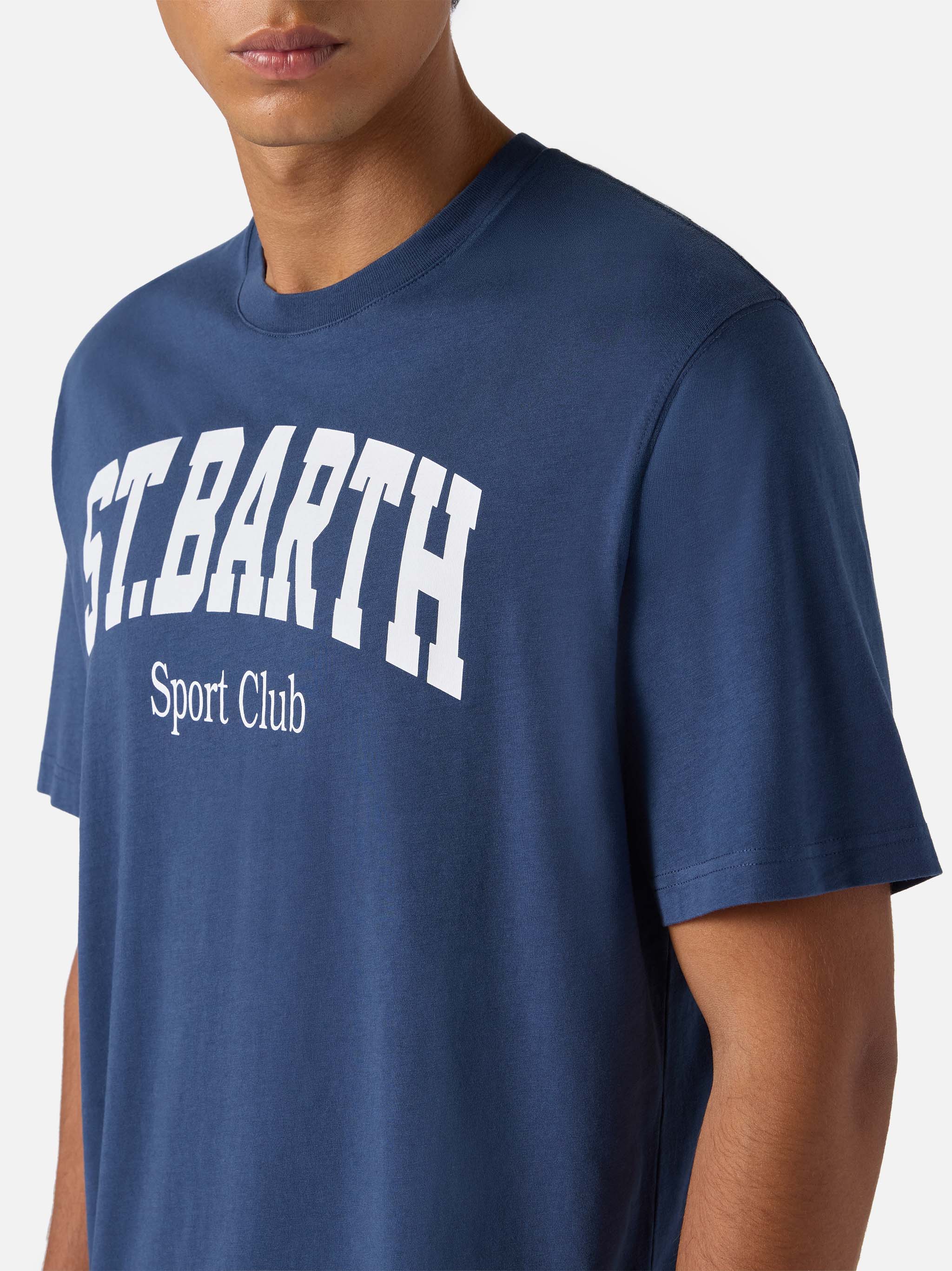 T-shirt Arnott in cotone blu con stampa St. Barth Sport Club - Image 3