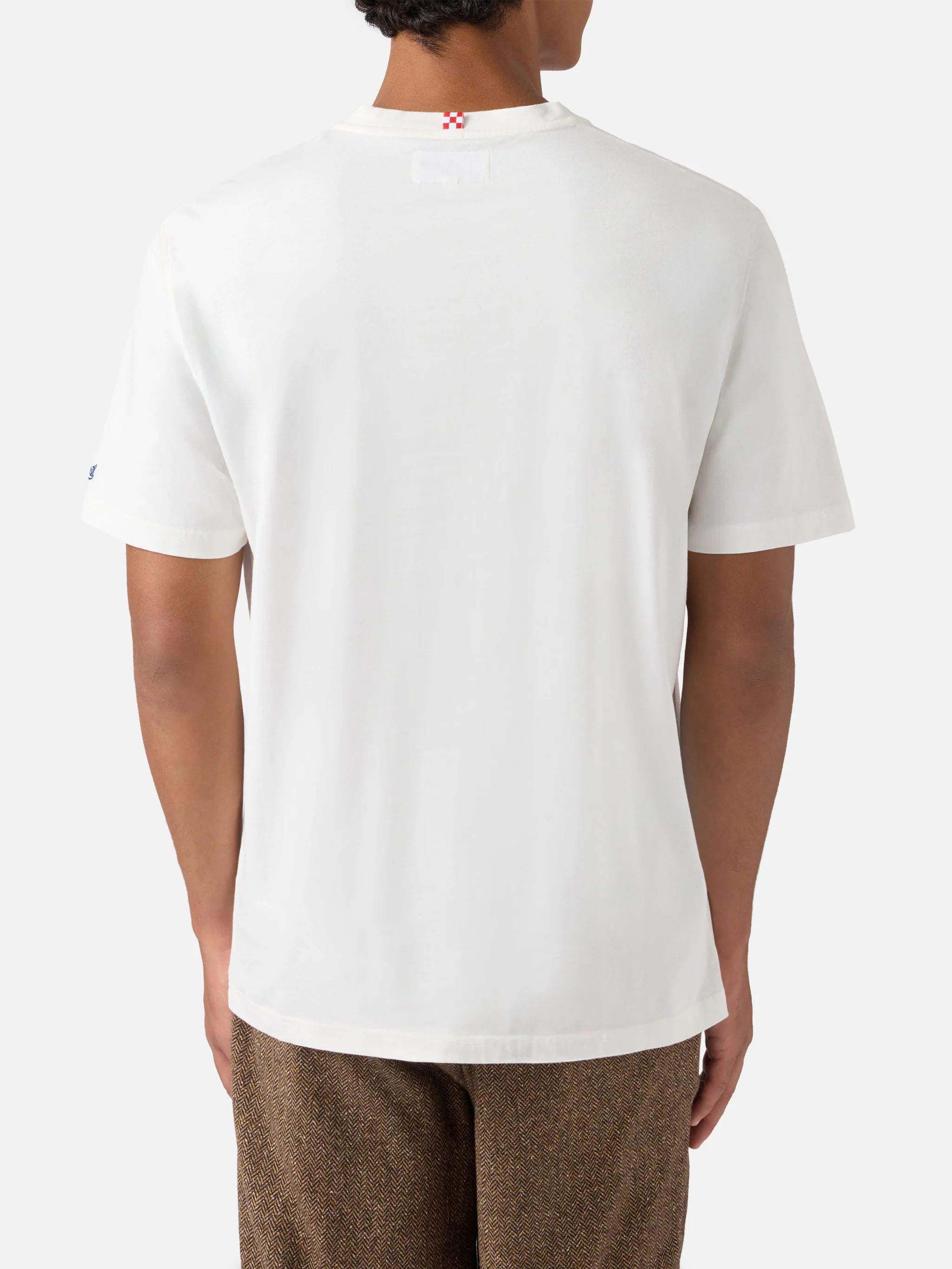 T-shirt Arnott in cotone bianco con ricamo Ce la farò anche sta Vodka - Image 4