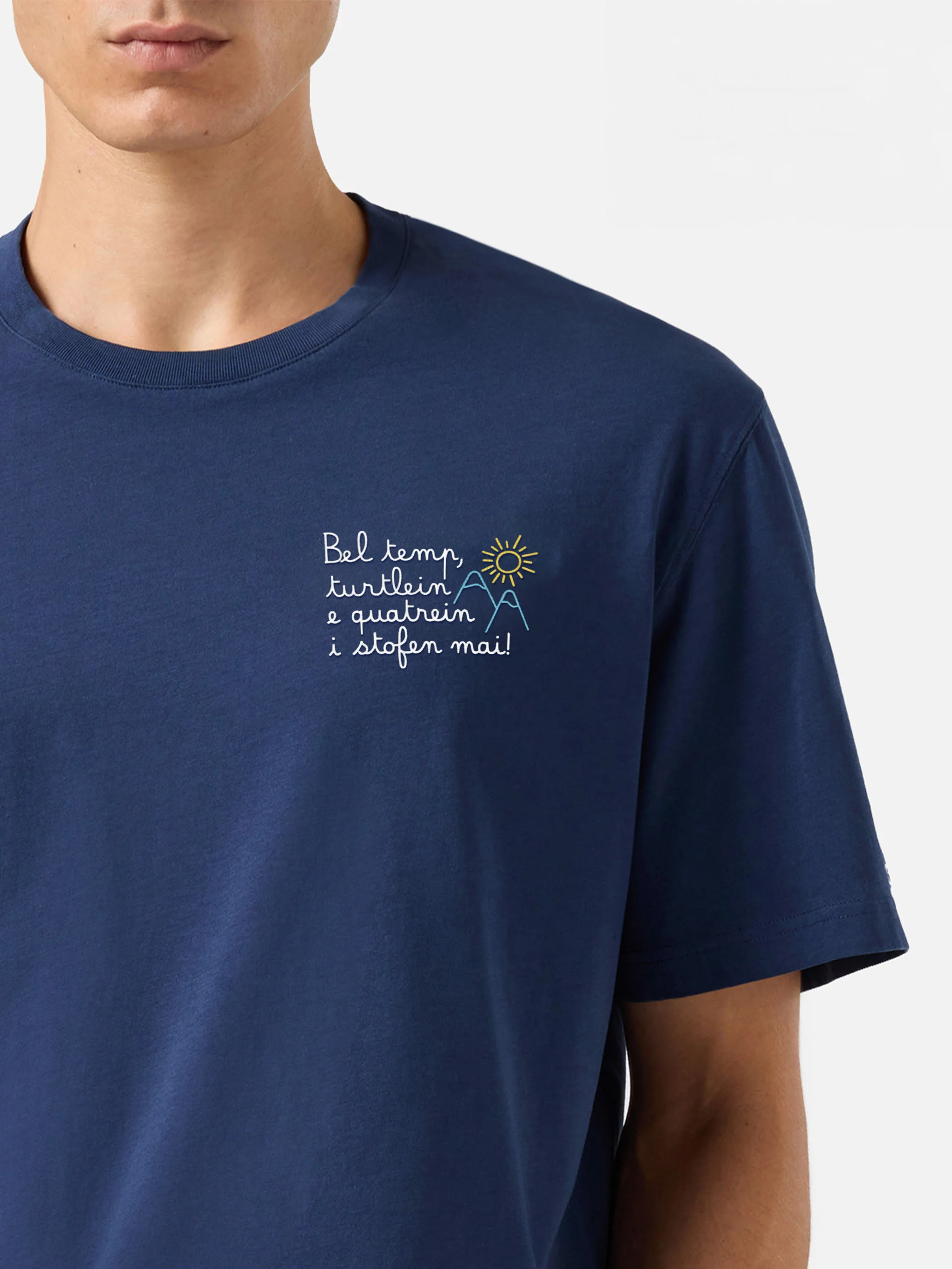T-shirt Arnott Warm in cotone invernale blu con ricamo Bel temp… | VACANZE DI NATALE SPECIAL EDITION - Image 2