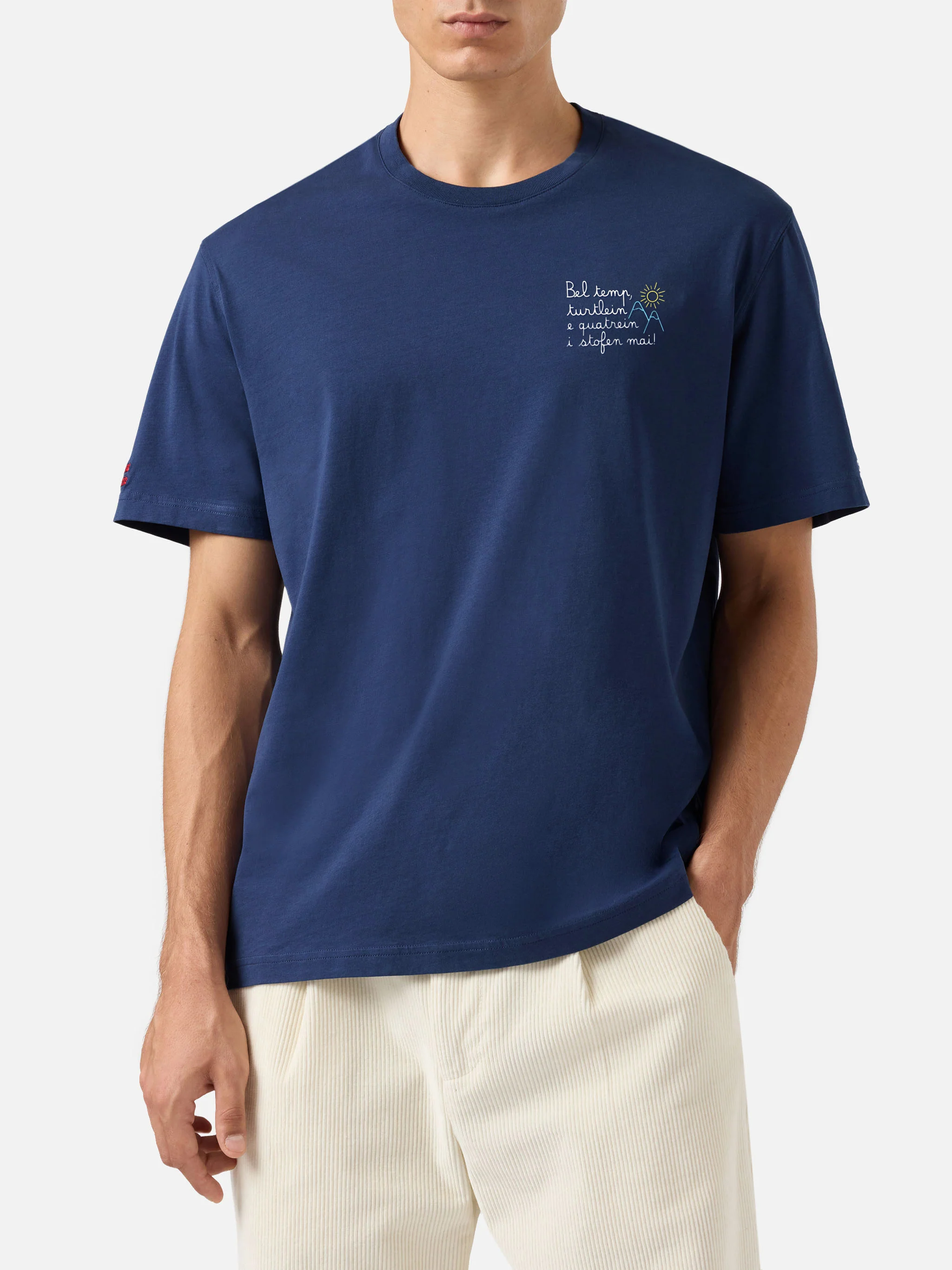 T-shirt Arnott Warm in cotone invernale blu con ricamo Bel temp… | VACANZE DI NATALE SPECIAL EDITION - Image 3