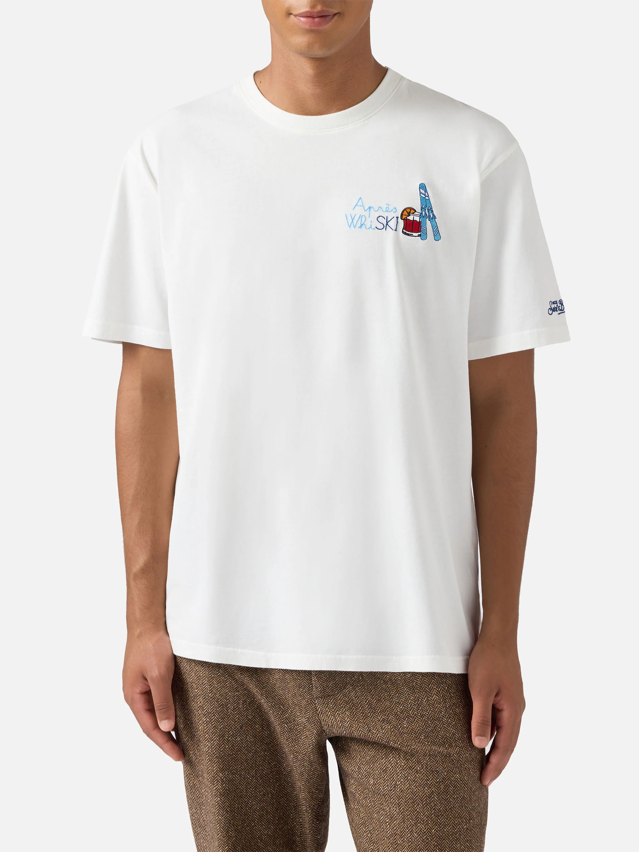 T-shirt Arnott Warm in cotone invernale bianco con ricamo Après Ski - Image 2