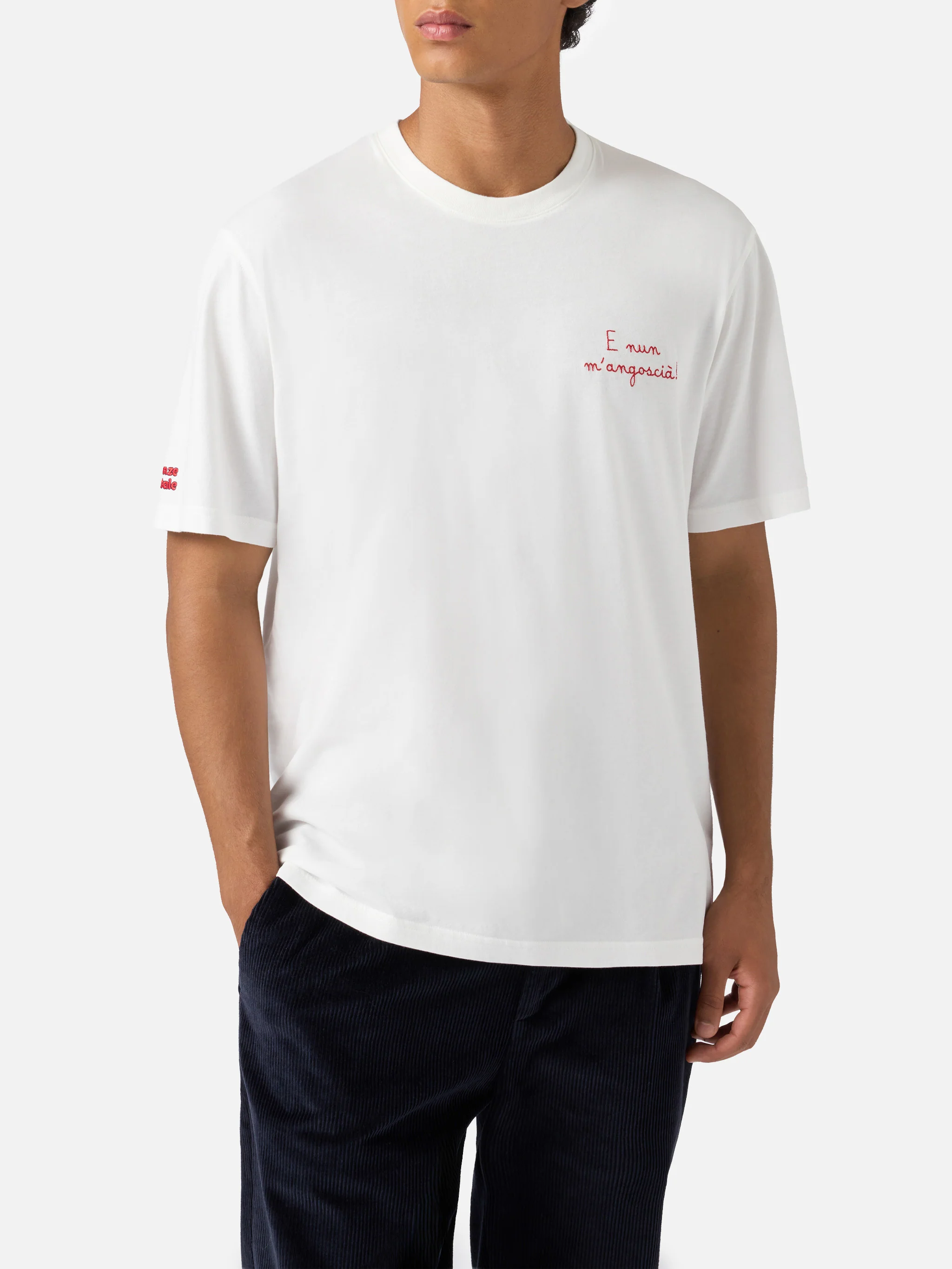 T-shirt Arnott Warm in cotone invernale bianco con ricamo E nun m'angoscià | VACANZE DI NATALE SPECIAL EDITION - Image 3