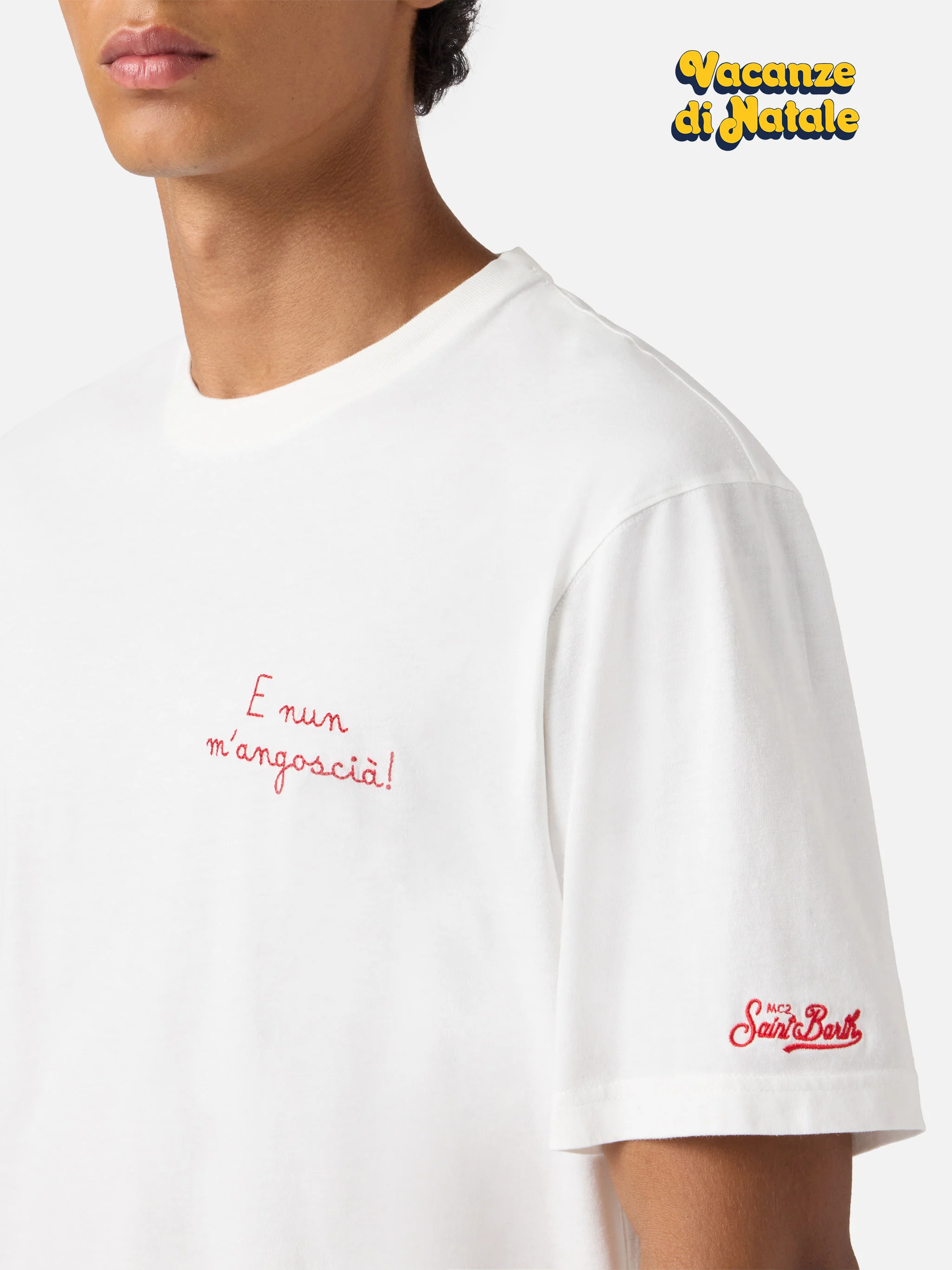 T-shirt Arnott Warm in cotone invernale bianco con ricamo E nun m'angoscià | VACANZE DI NATALE SPECIAL EDITION - Image 5