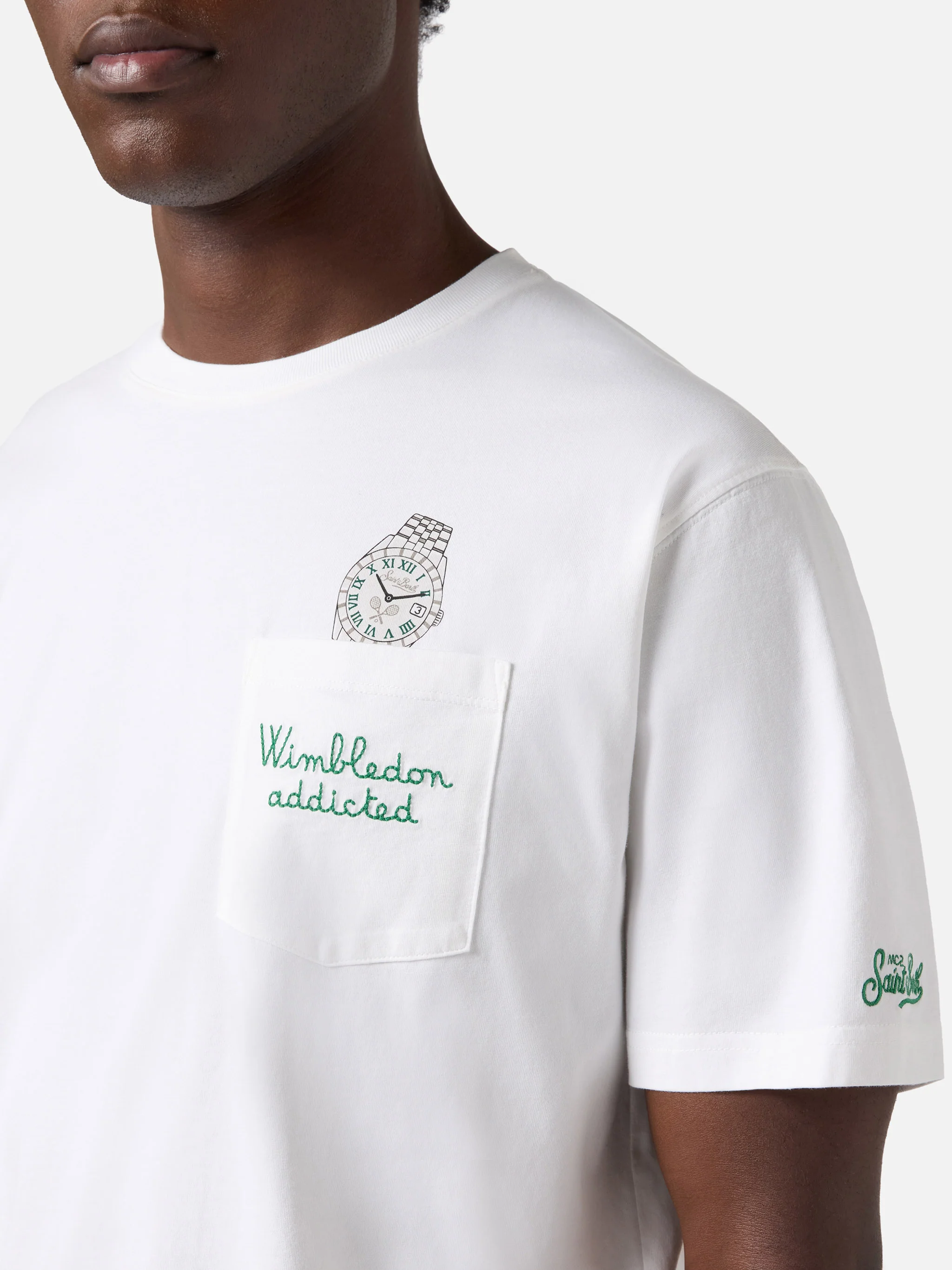 T-shirt Austin bianca con orologio e ricamo Wimbledon Addicted - Image 2