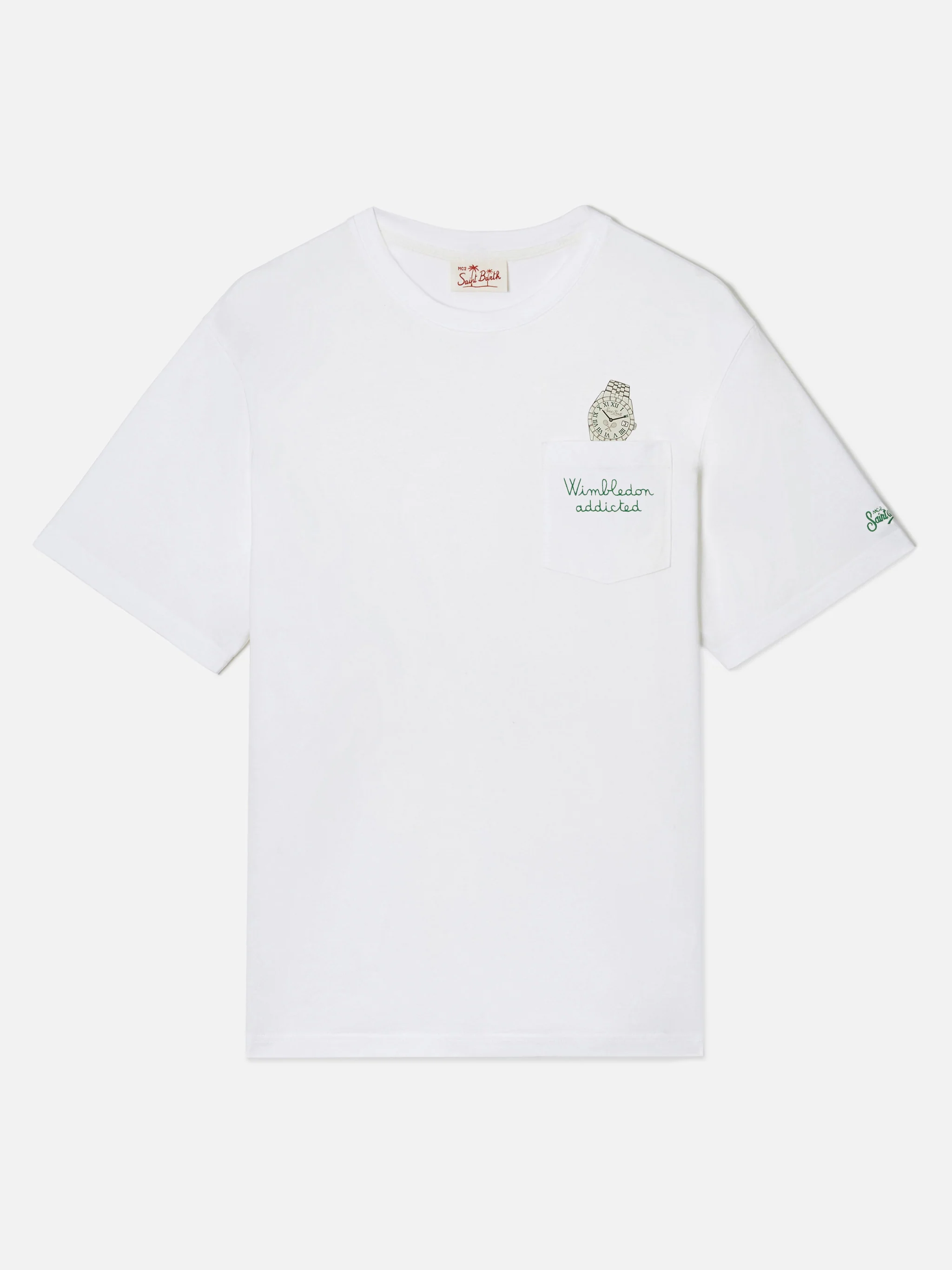 T-shirt Austin bianca con orologio e ricamo Wimbledon Addicted - Image 5