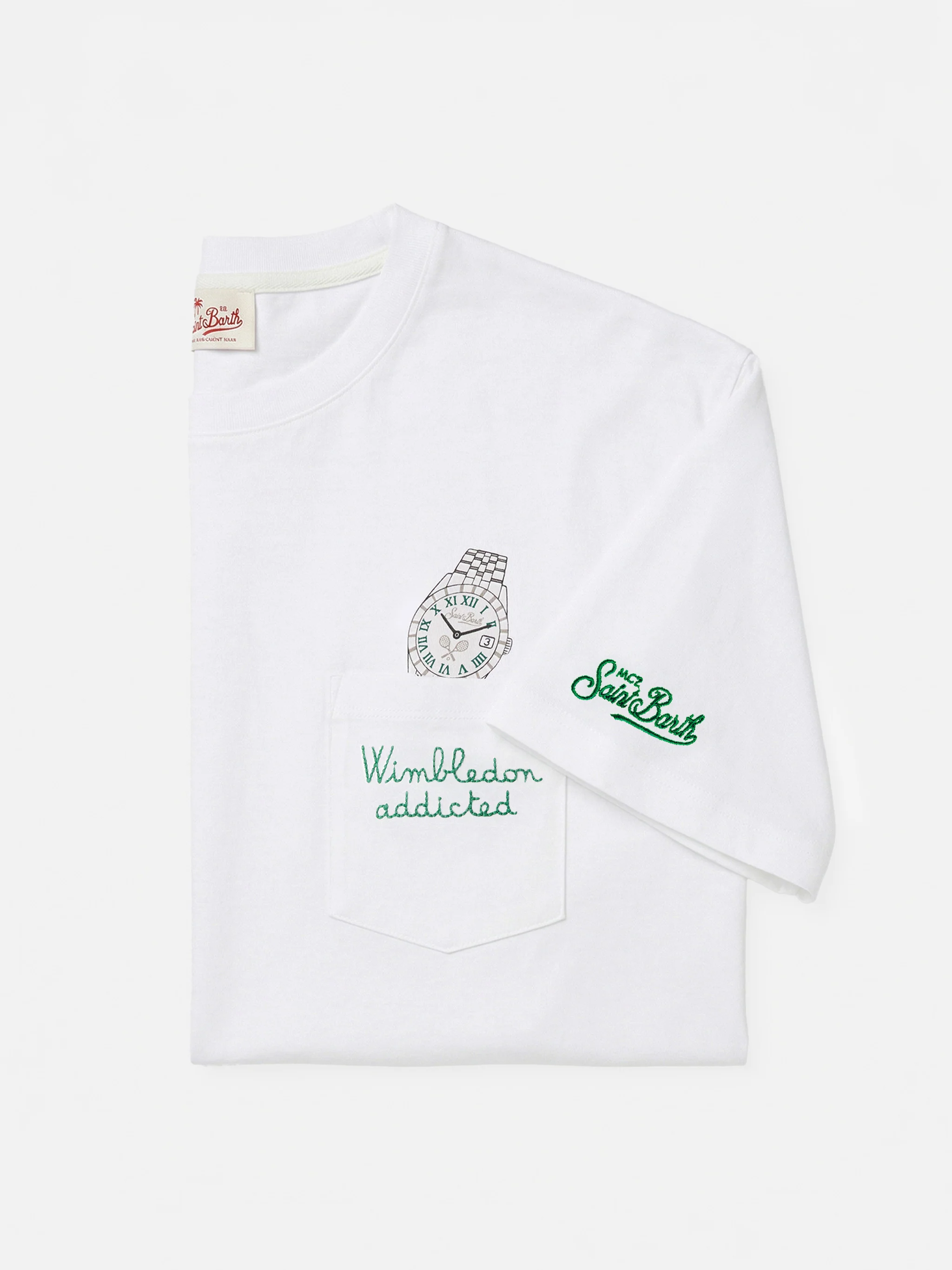 T-shirt Austin bianca con orologio e ricamo Wimbledon Addicted - Image 6
