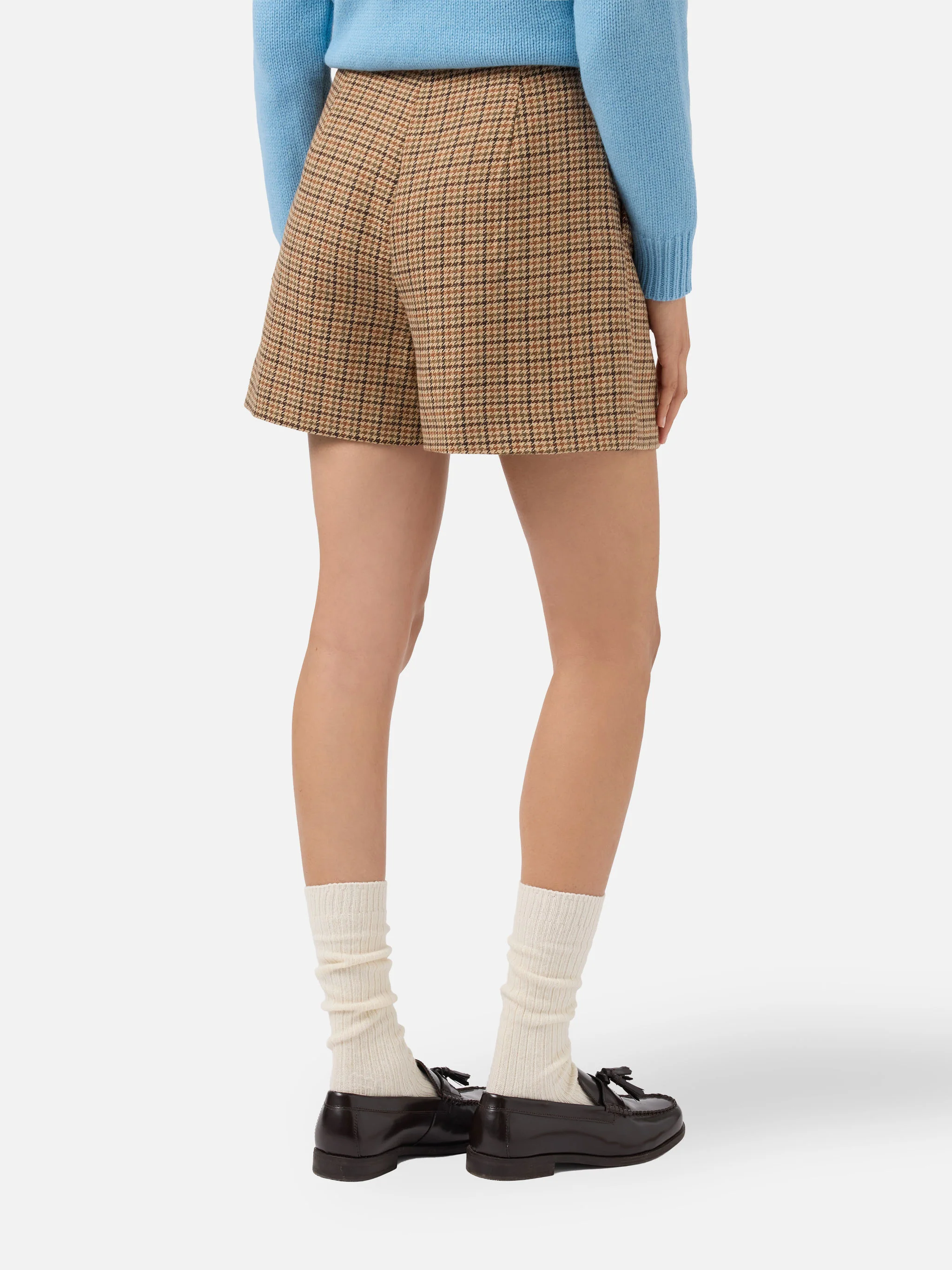 Shorts Aya in tessuto pied de poule con doppia piega - Image 4