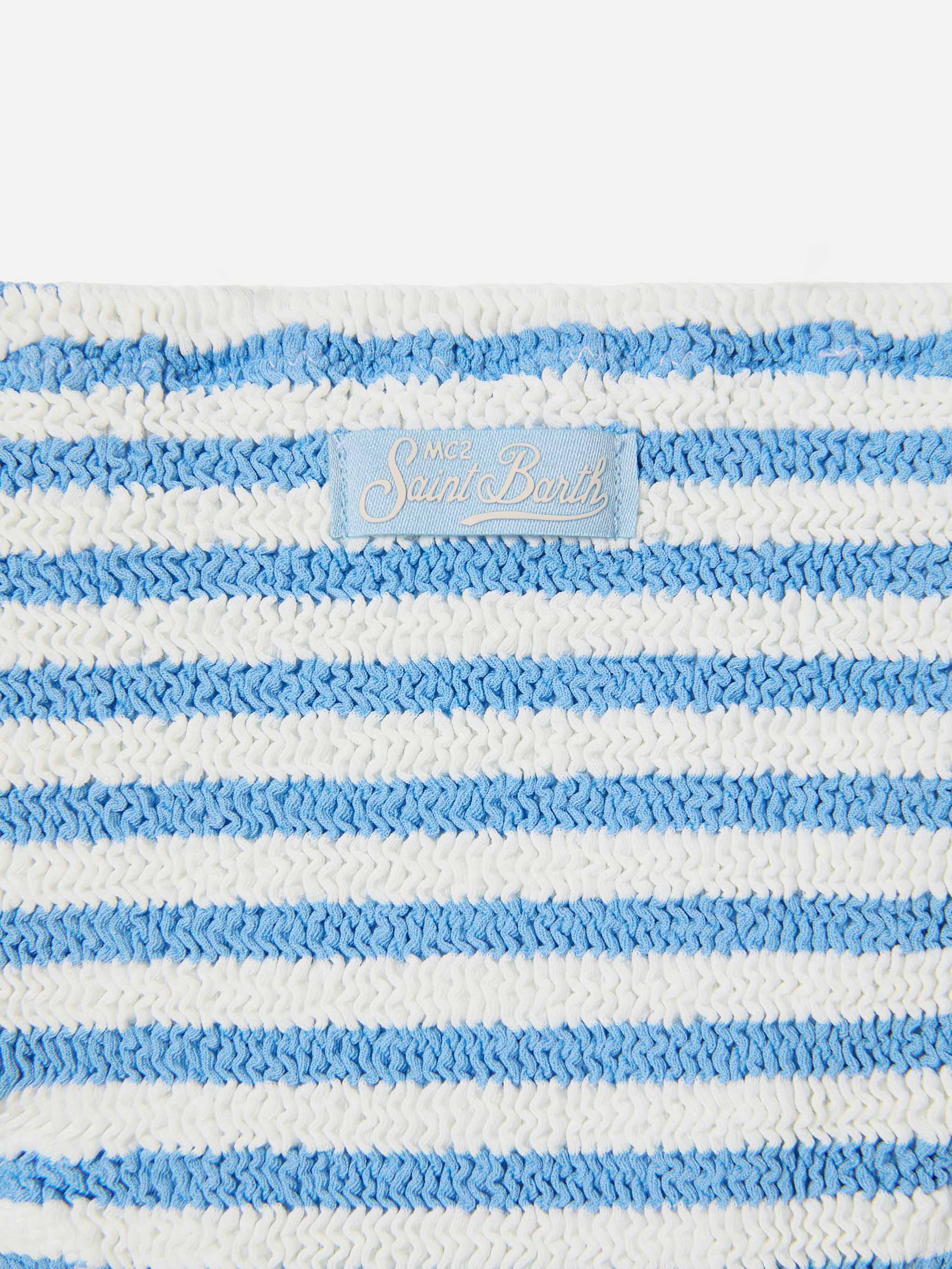 Bikini Baker in tessuto crinkle a righe azzurre - Image 3
