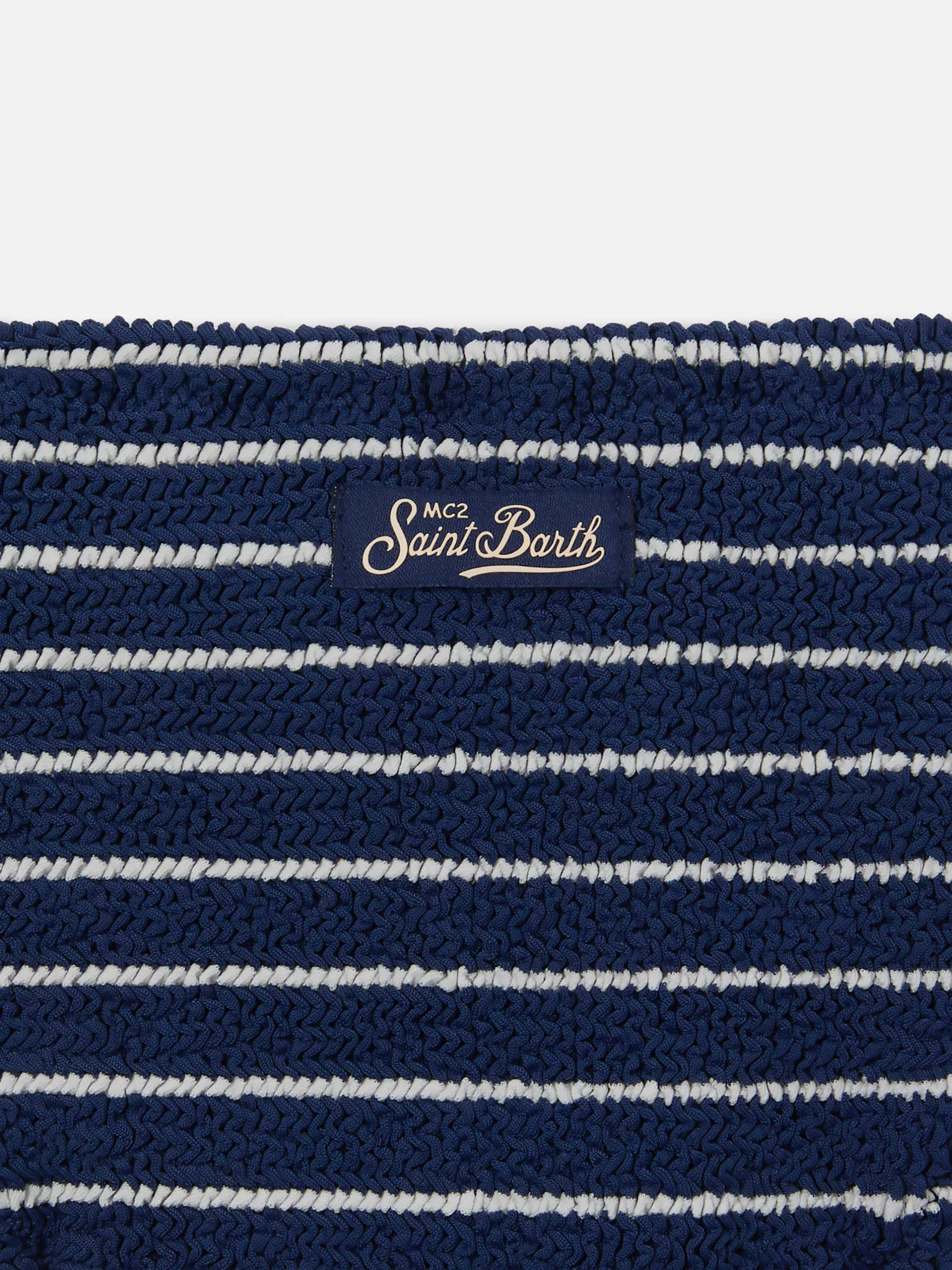 Bikini Baker in tessuto crinkle a righe navy - Image 3