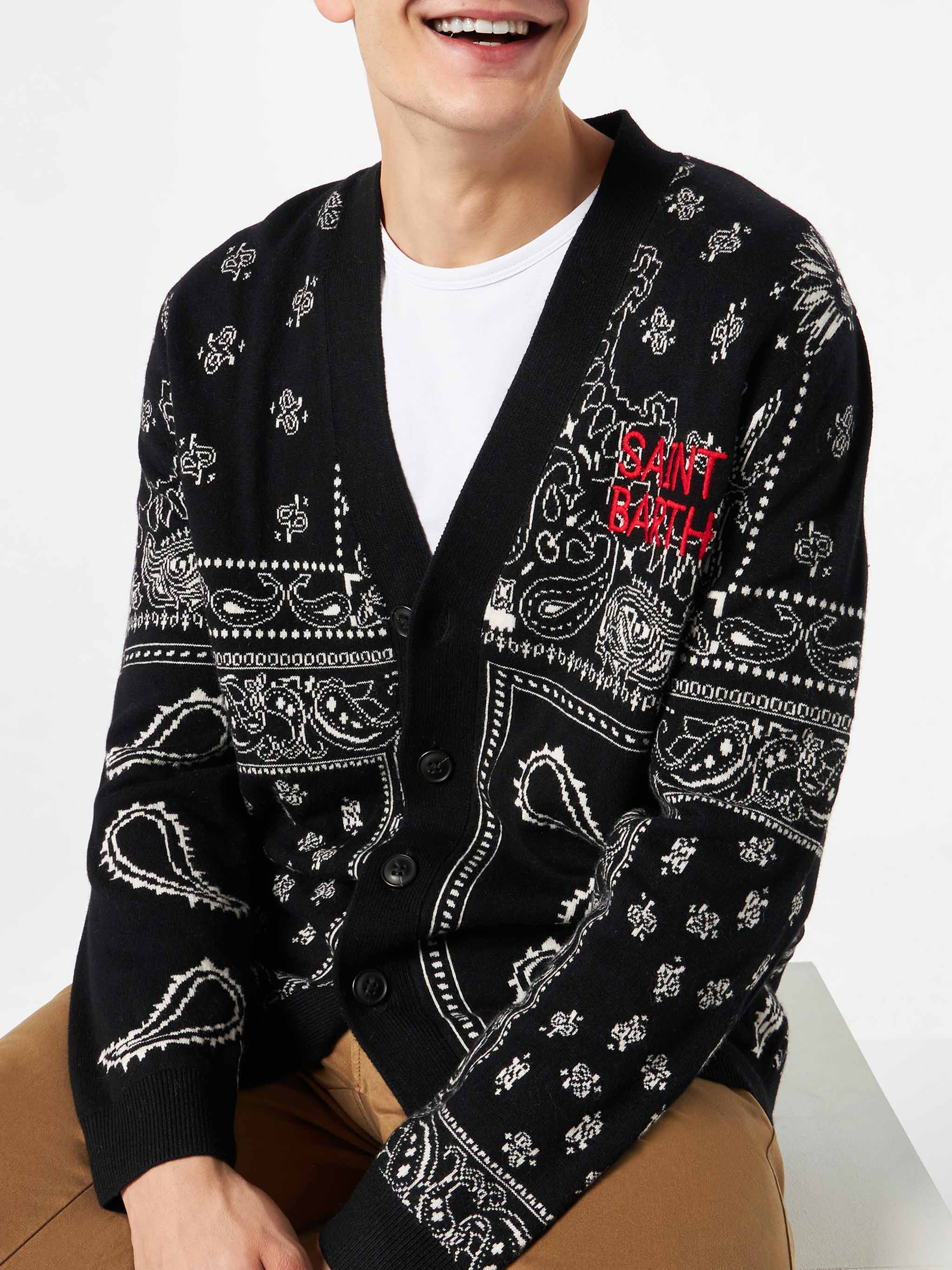 Cardigan in maglia bandana con ricamo Saint Barth - Image 2
