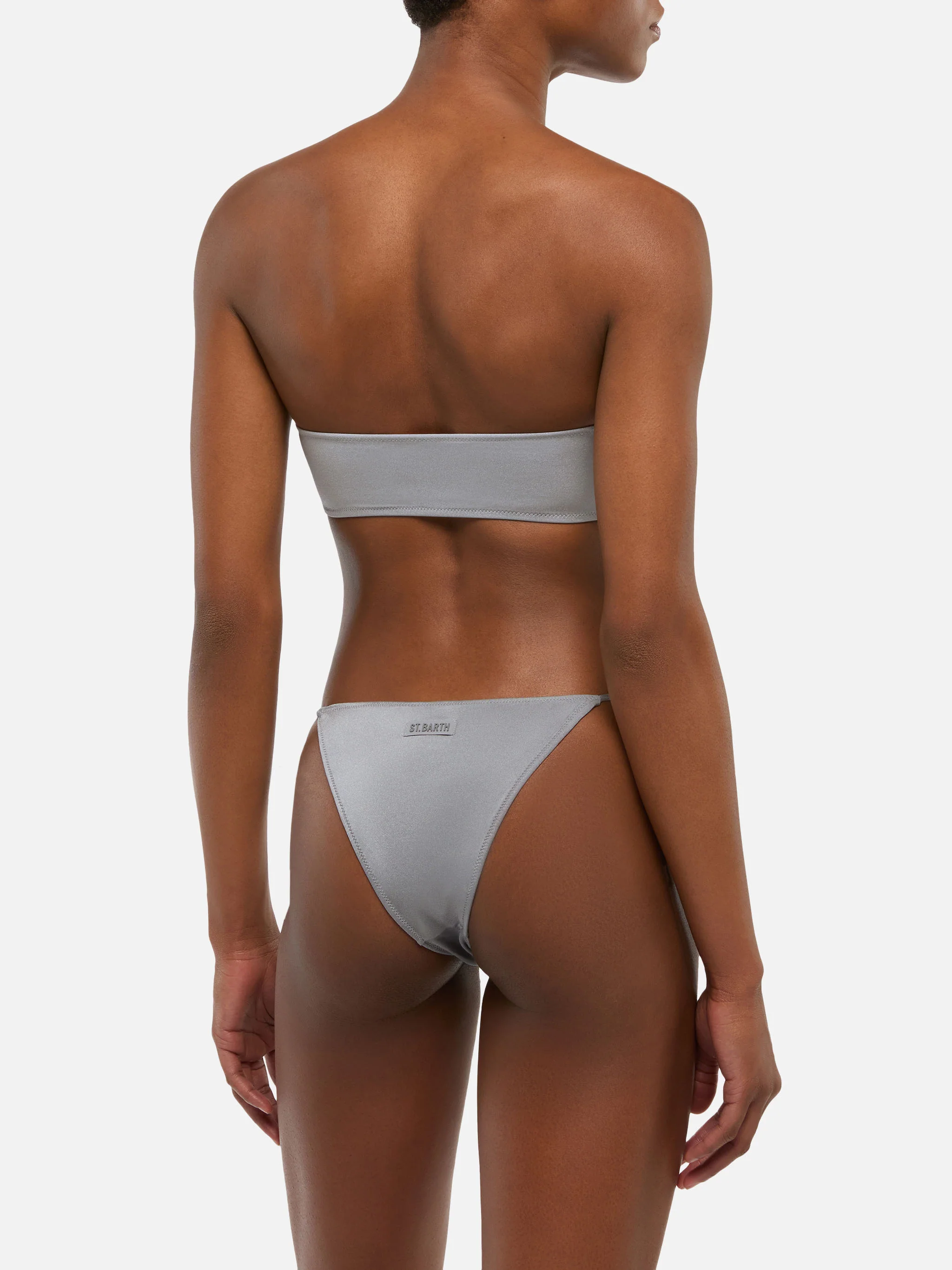 Bikini a fascia Rebby Marielle in grigio shimmer - Image 4
