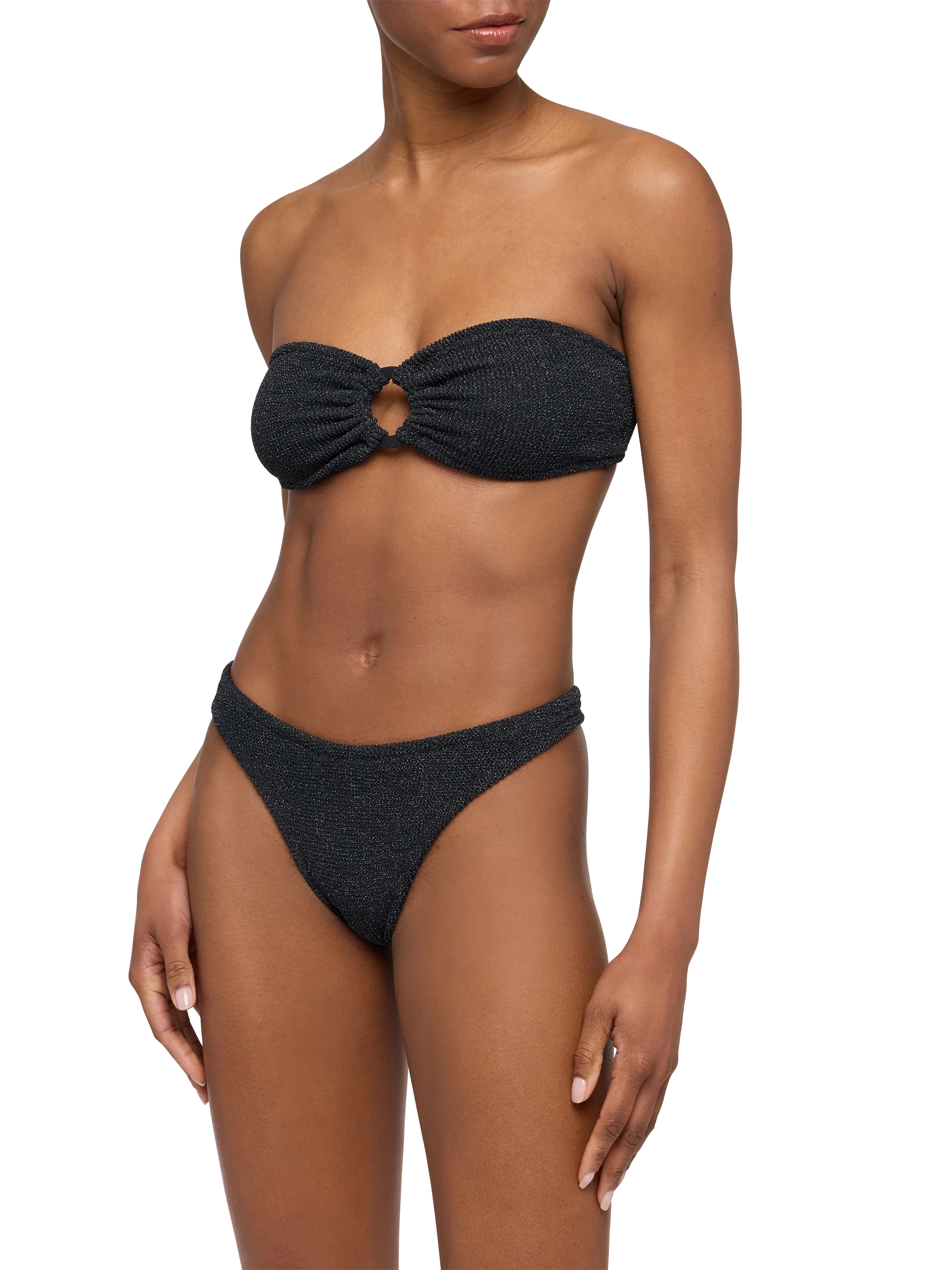 Bikini a fascia Yulia Elise in crinkle lurex nero - Image 2