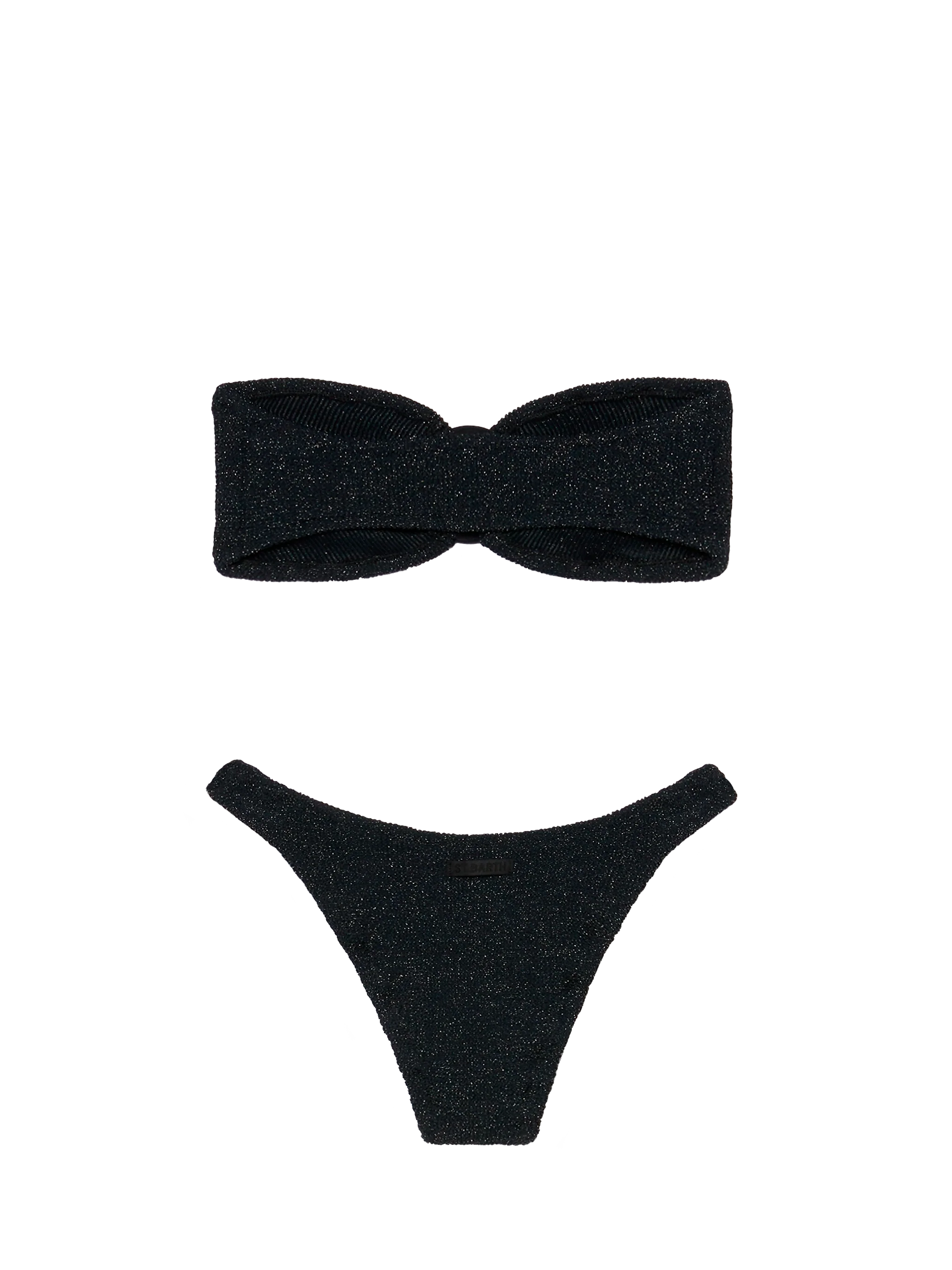 Bikini a fascia Yulia Elise in crinkle lurex nero - Image 3