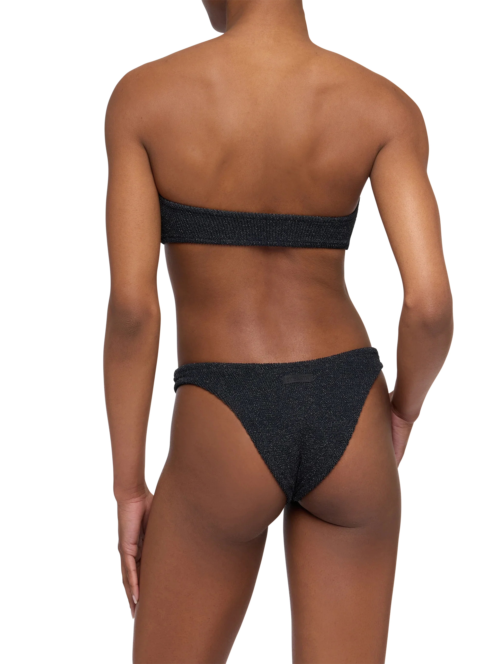 Bikini a fascia Yulia Elise in crinkle lurex nero - Image 4