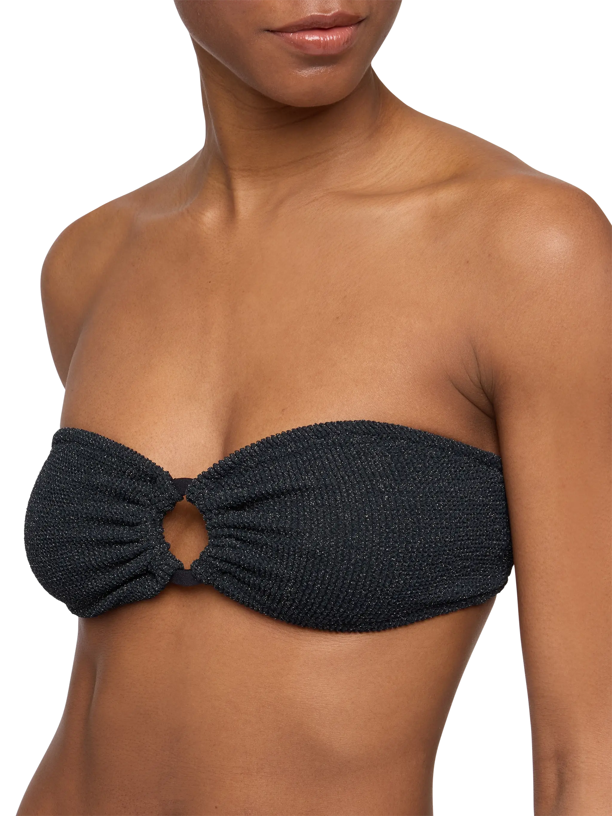 Bikini a fascia Yulia Elise in crinkle lurex nero - Image 5