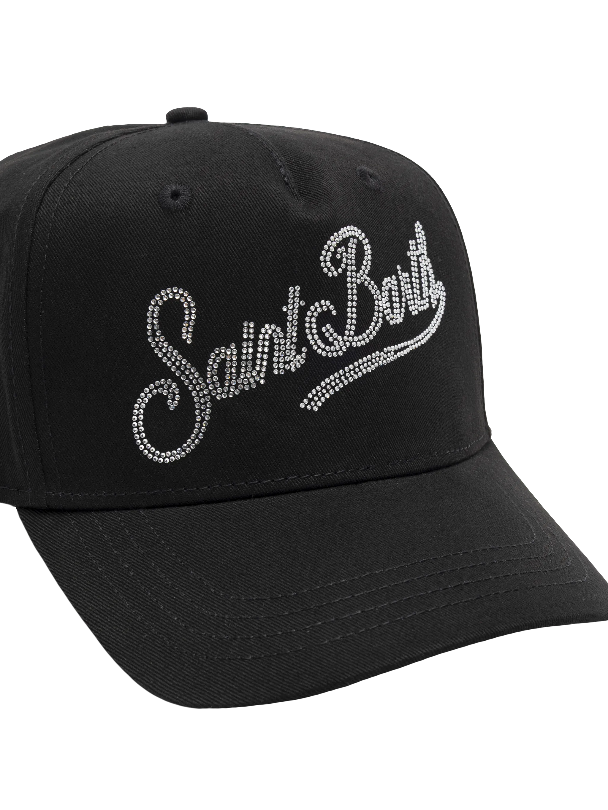 Cappellino da baseball in cotone nero con strass - Image 2