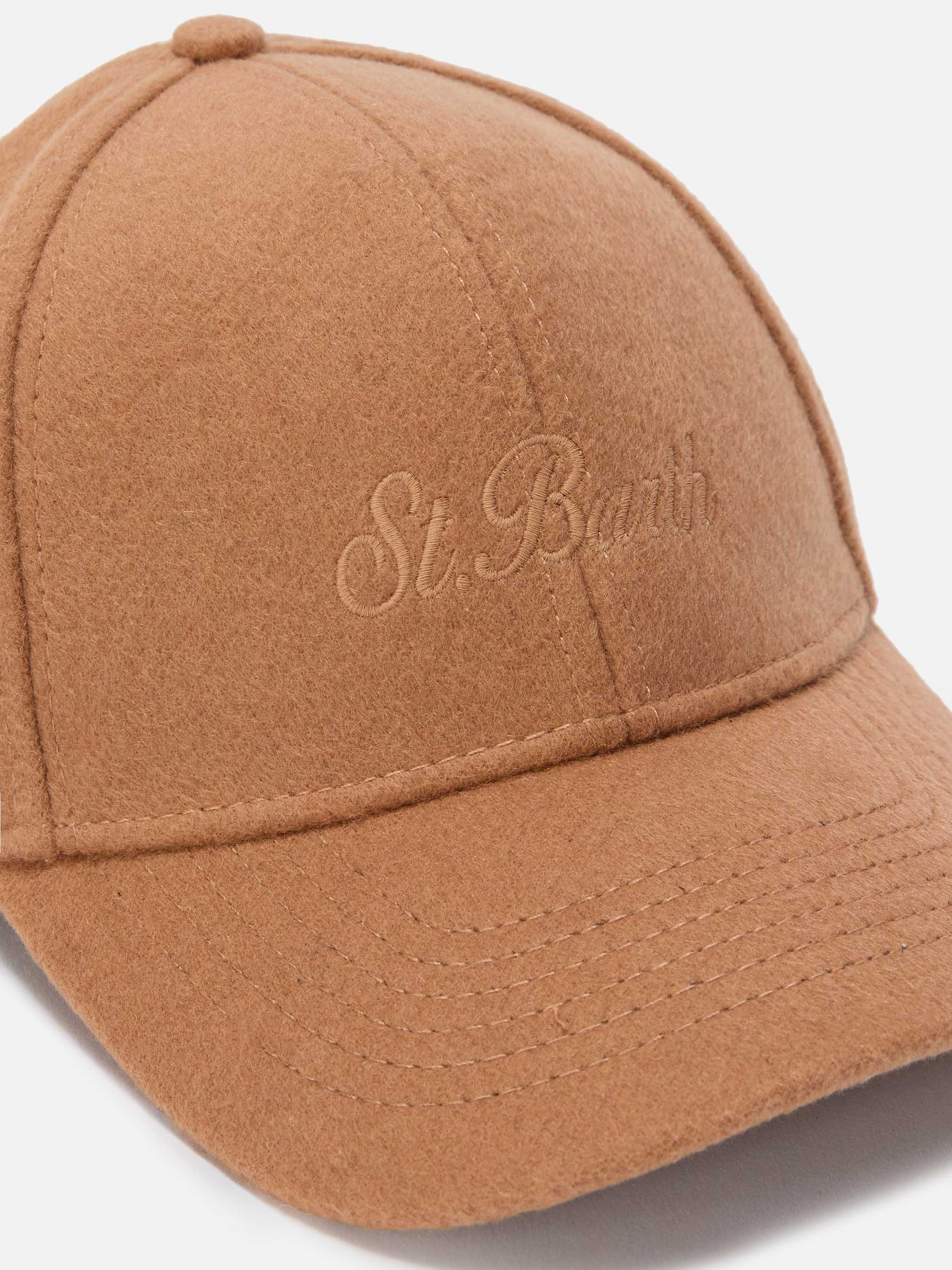 Cappello con visiera Baseball Felt in misto lana cammello - Image 2
