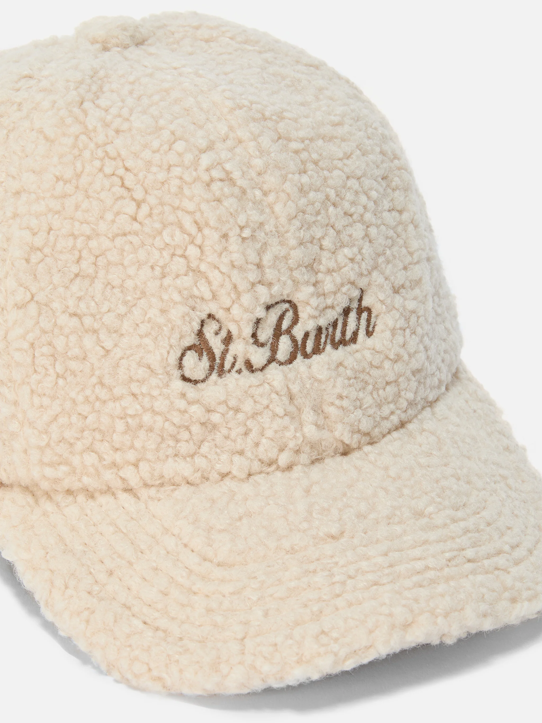 Cappello con visiera Baseball in sherpa beige - Image 2