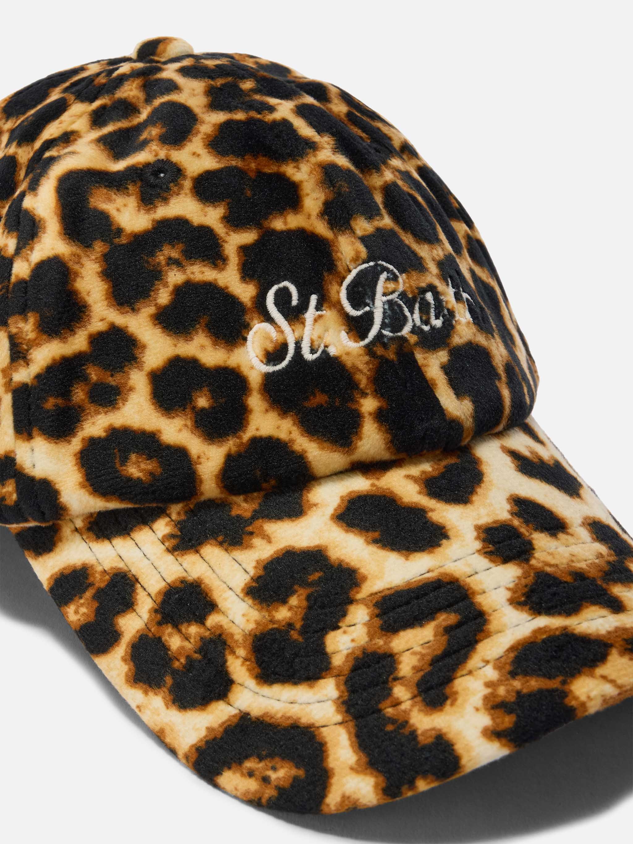 Cappello con visiera Baseball Velvet in velluto leopardato - Image 2