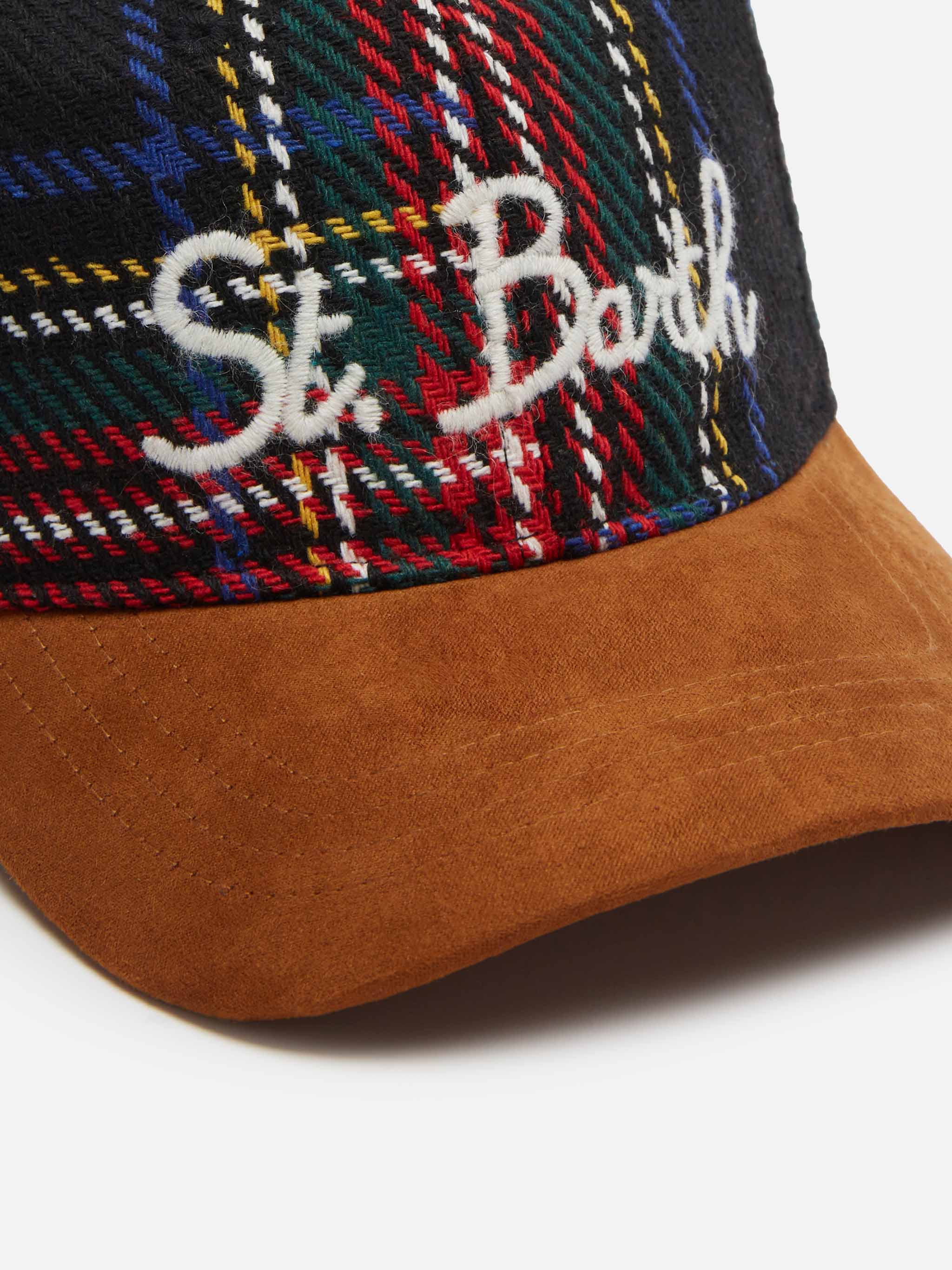Cappellino da baseball con stampa tartan e ricamo St. Barth - Image 3