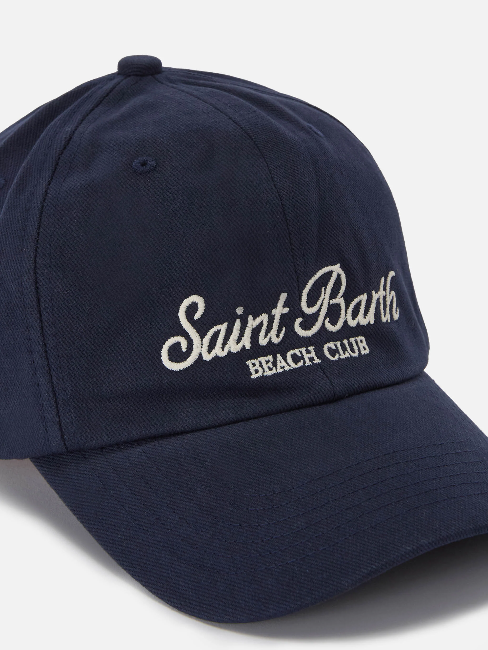 Cappellino Baseball con visiera in cotone blu e logo ricamato - Image 2
