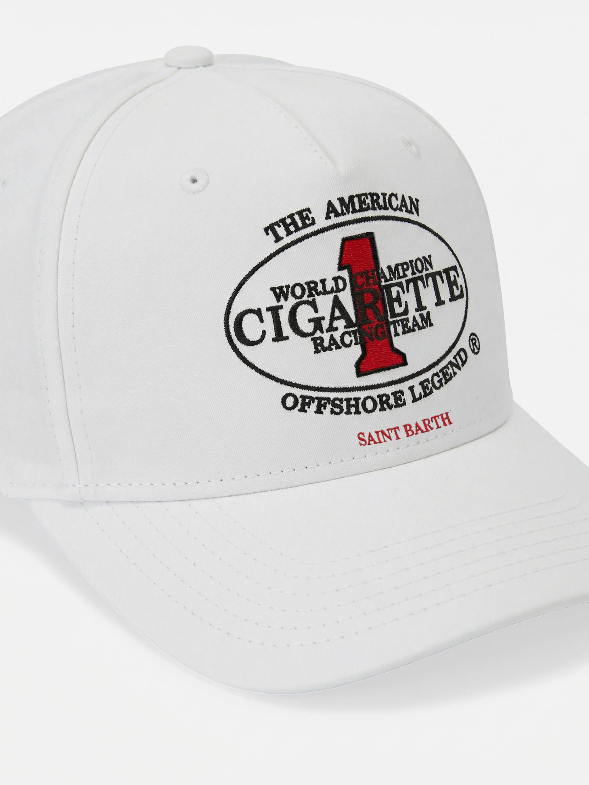 Cappellino Baseball con visiera in bianco con ricamo Cigarette | Special Edition - Image 2
