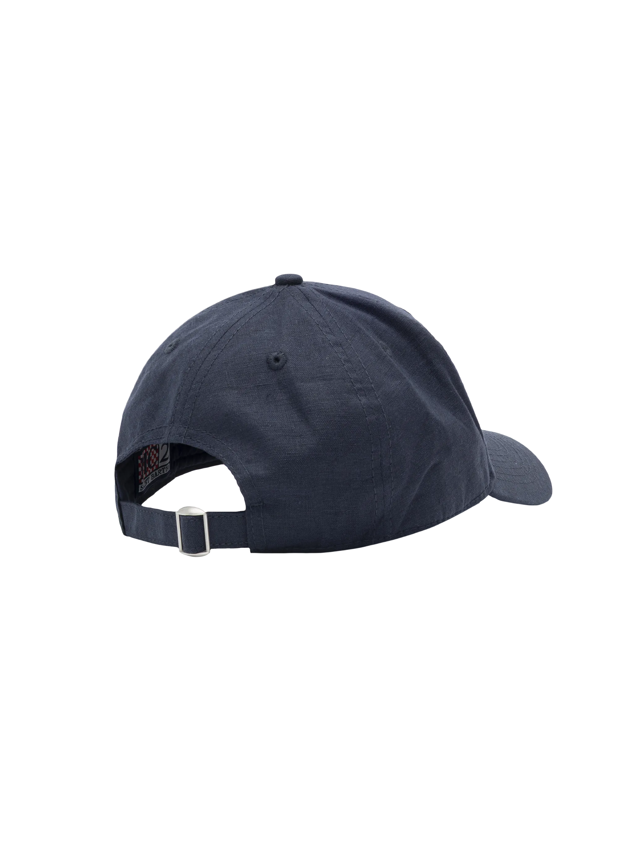 Cappellino da baseball in lino e cotone blu navy - Image 3