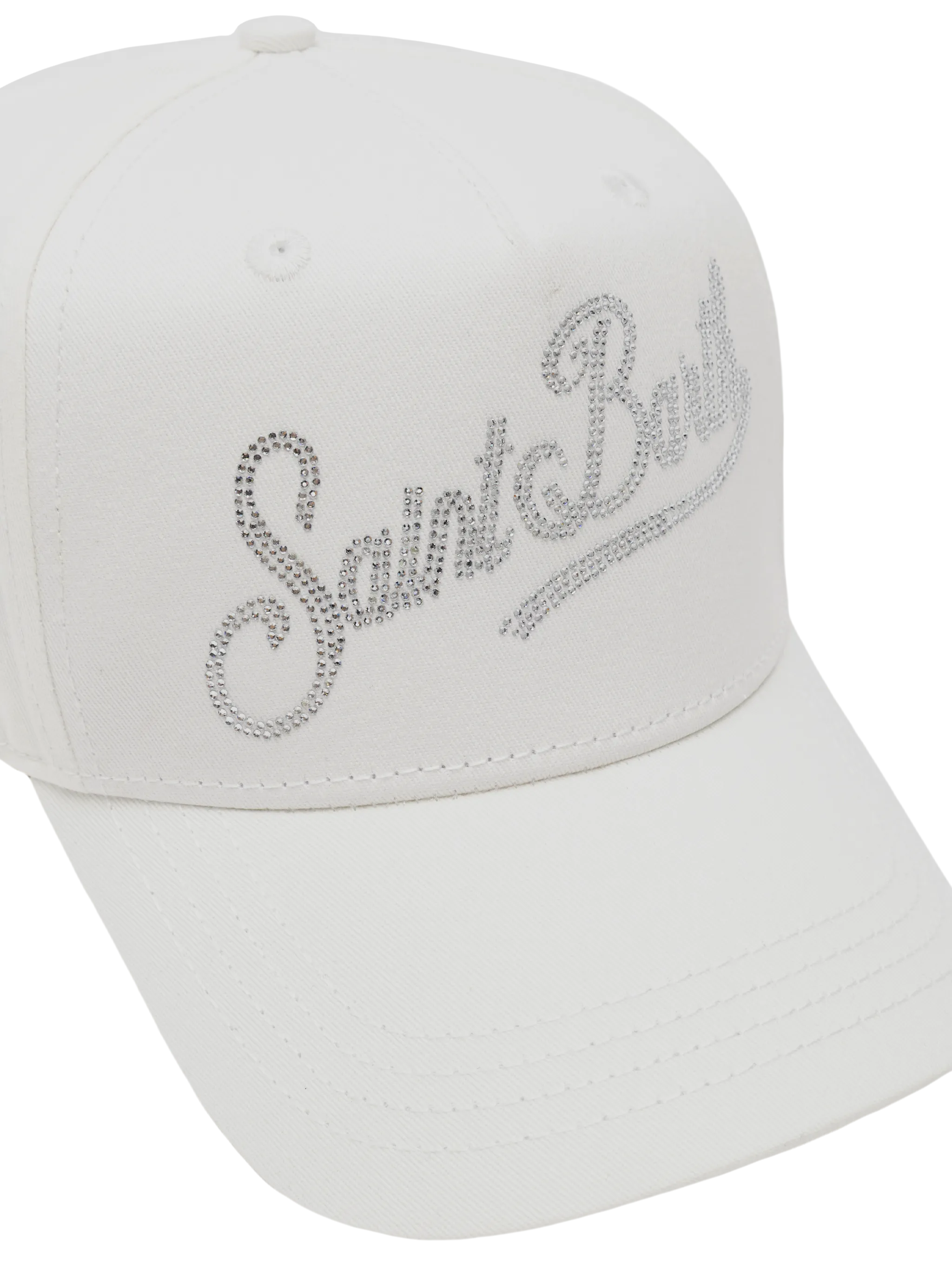 Cappellino da baseball in cotone bianco con strass - Image 2