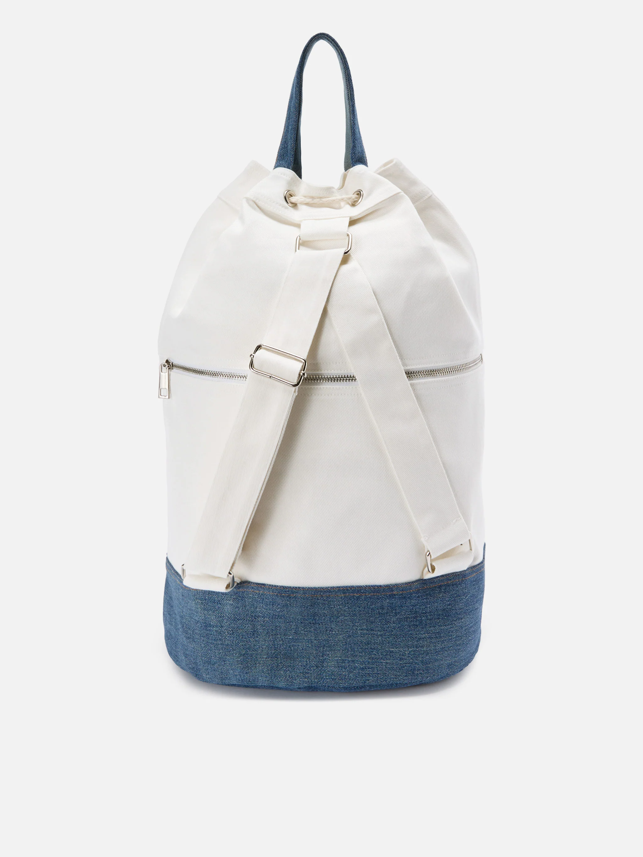 Zaino Beach Backpack in tessuto bianco e azzurro con logo ricamato - Image 4