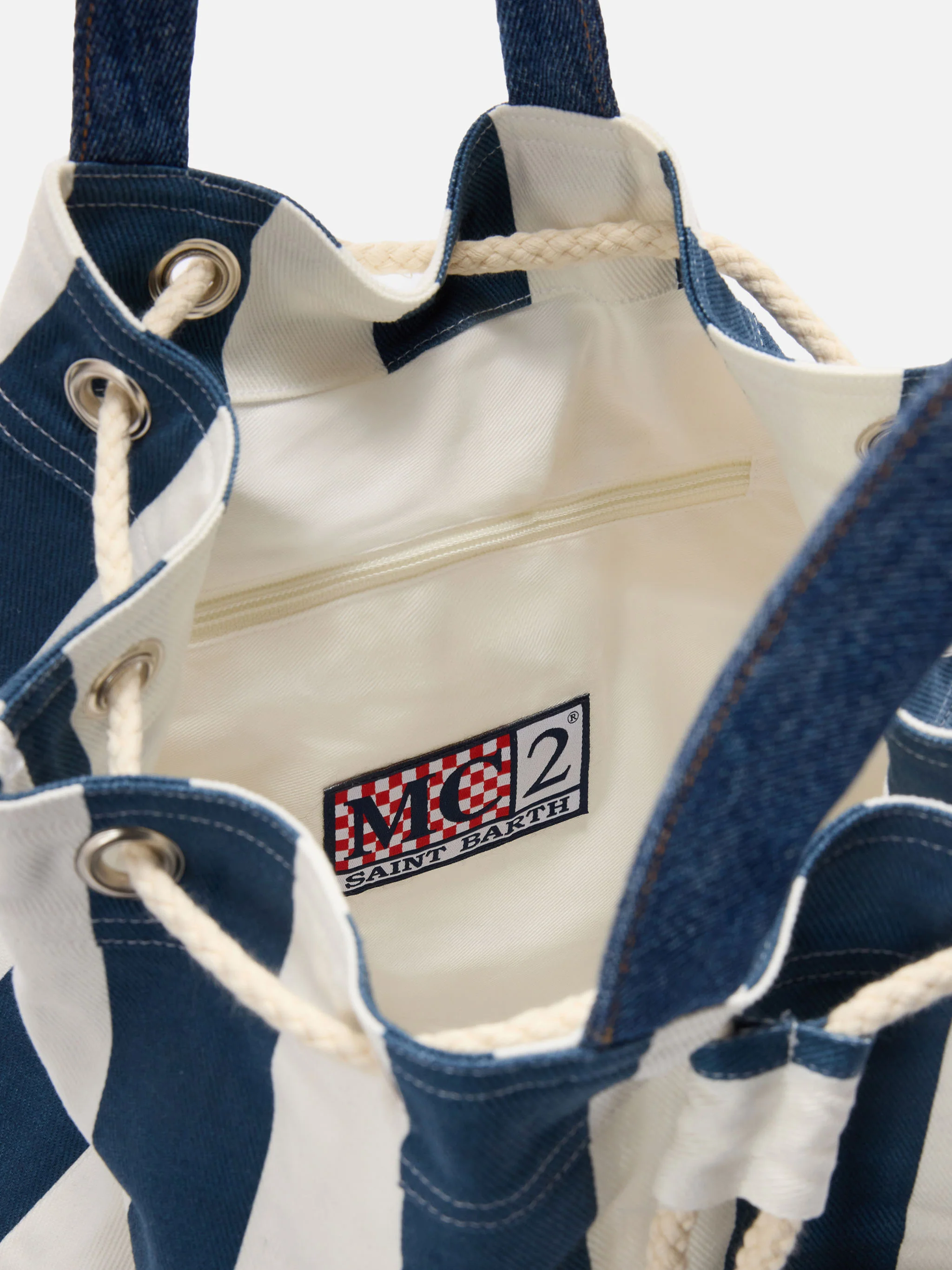 Zaino Beach Backpack in tessuto a righe con logo ricamato - Image 4