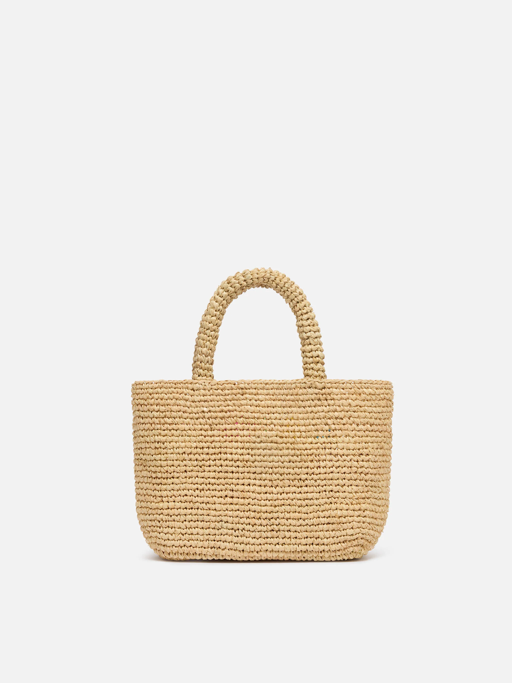 Borsa Beach mini in raffia con logo ricamato multicolor - Image 5