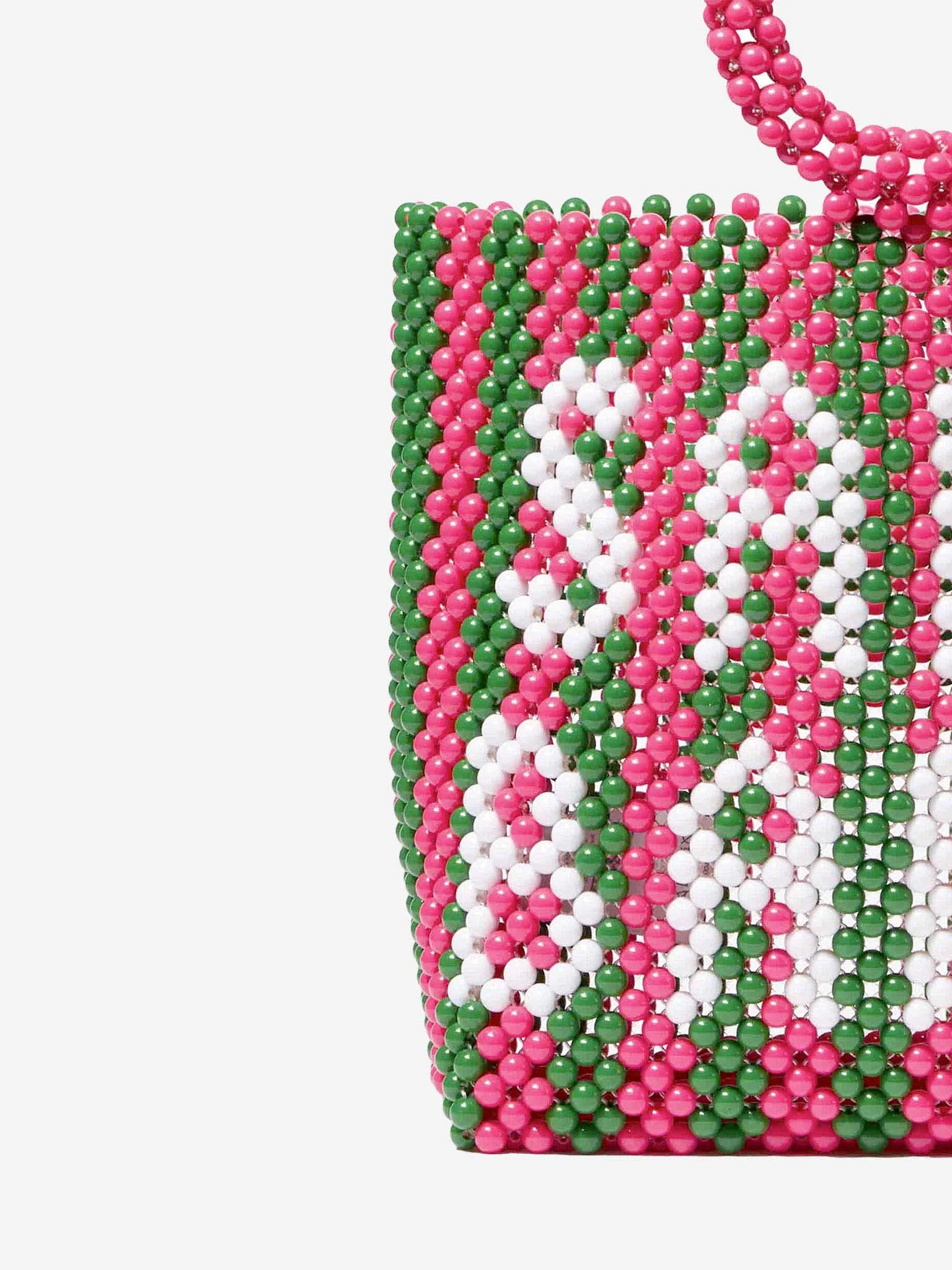 Borsa Beaded Big Bag con perline a righe rosa e verdi - Image 2