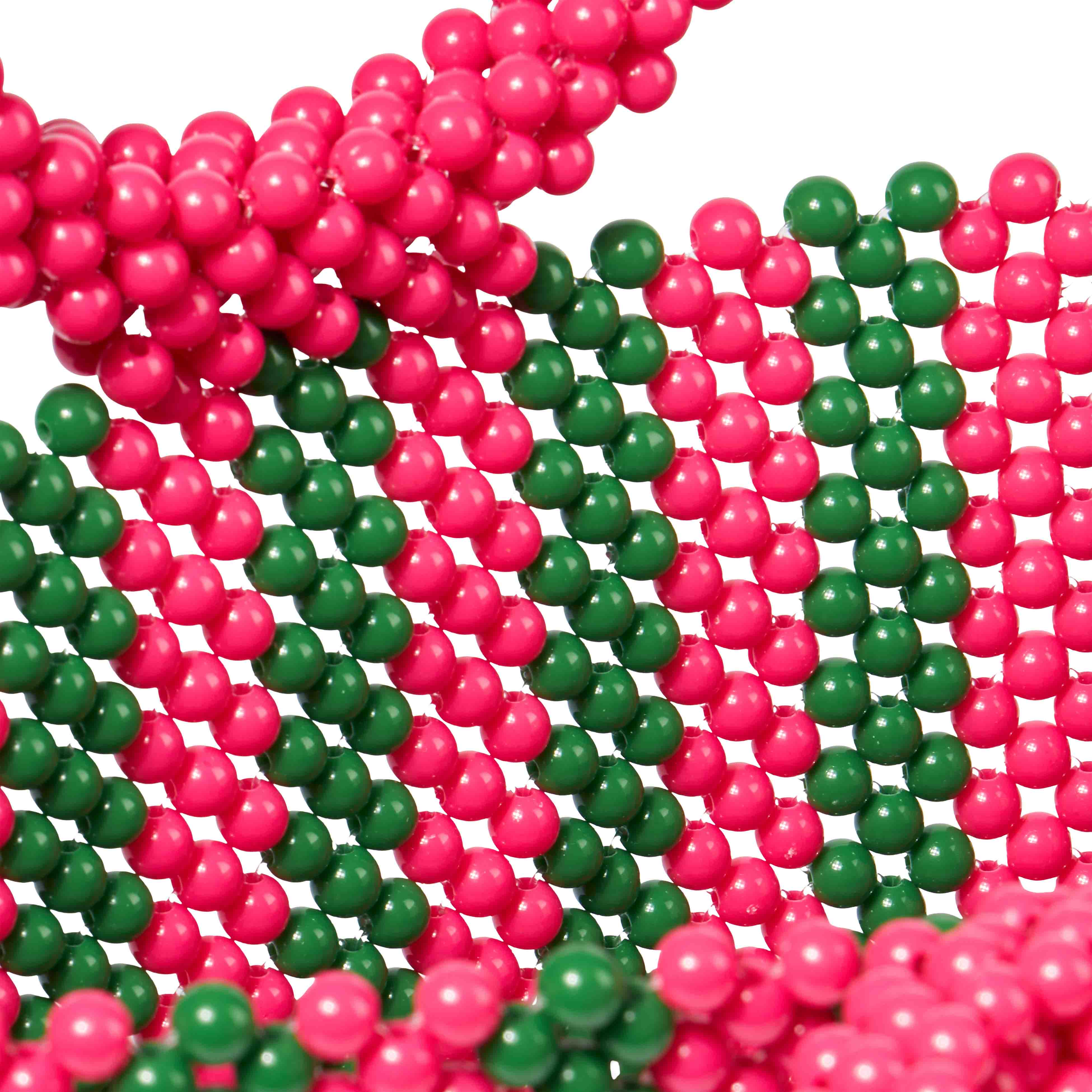 Borsa Beaded Big Bag con perline a righe rosa e verdi - Image 5