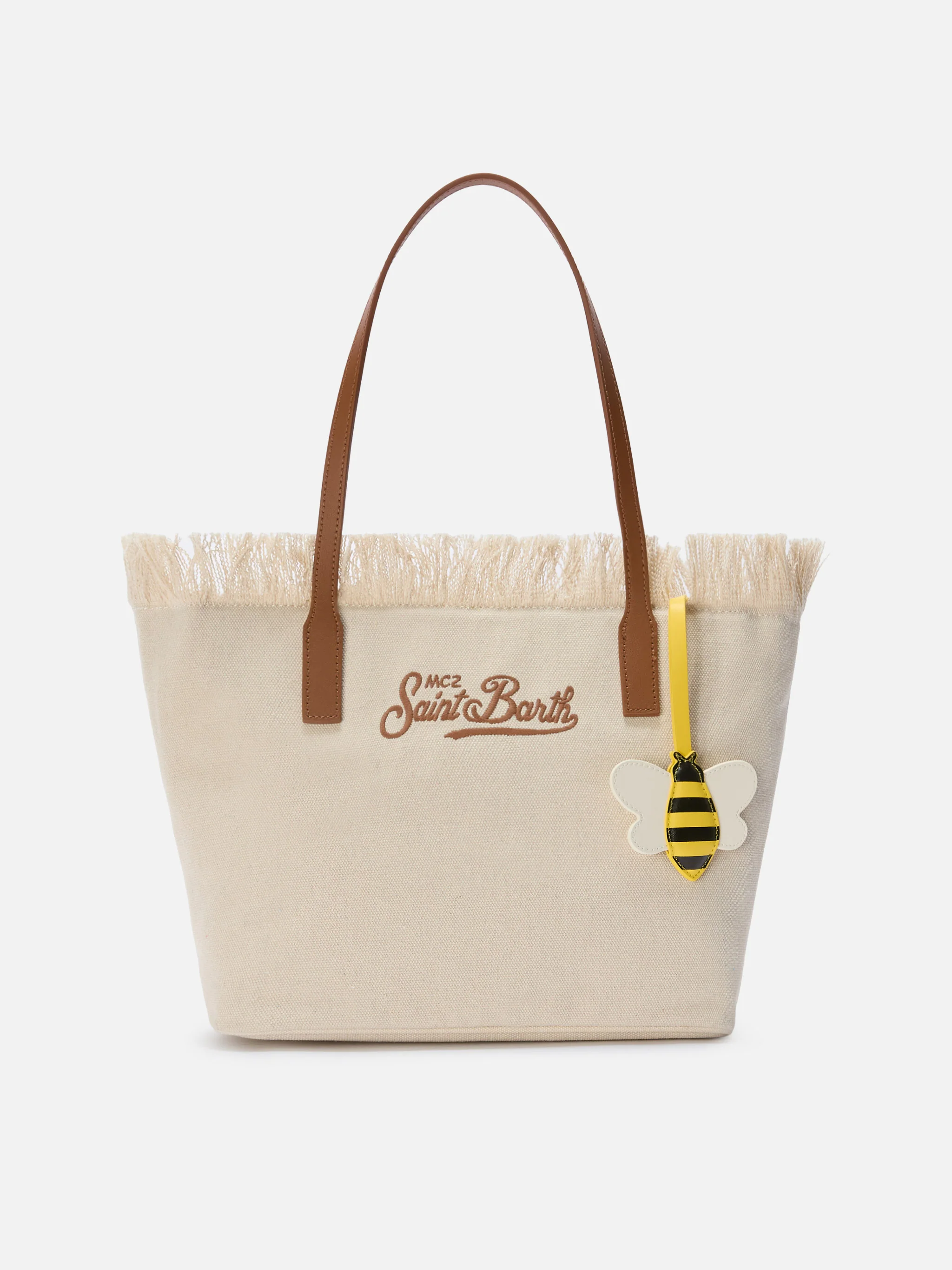 Bag charm a forma di ape in pelle liscia con targhetta logo - Image 2