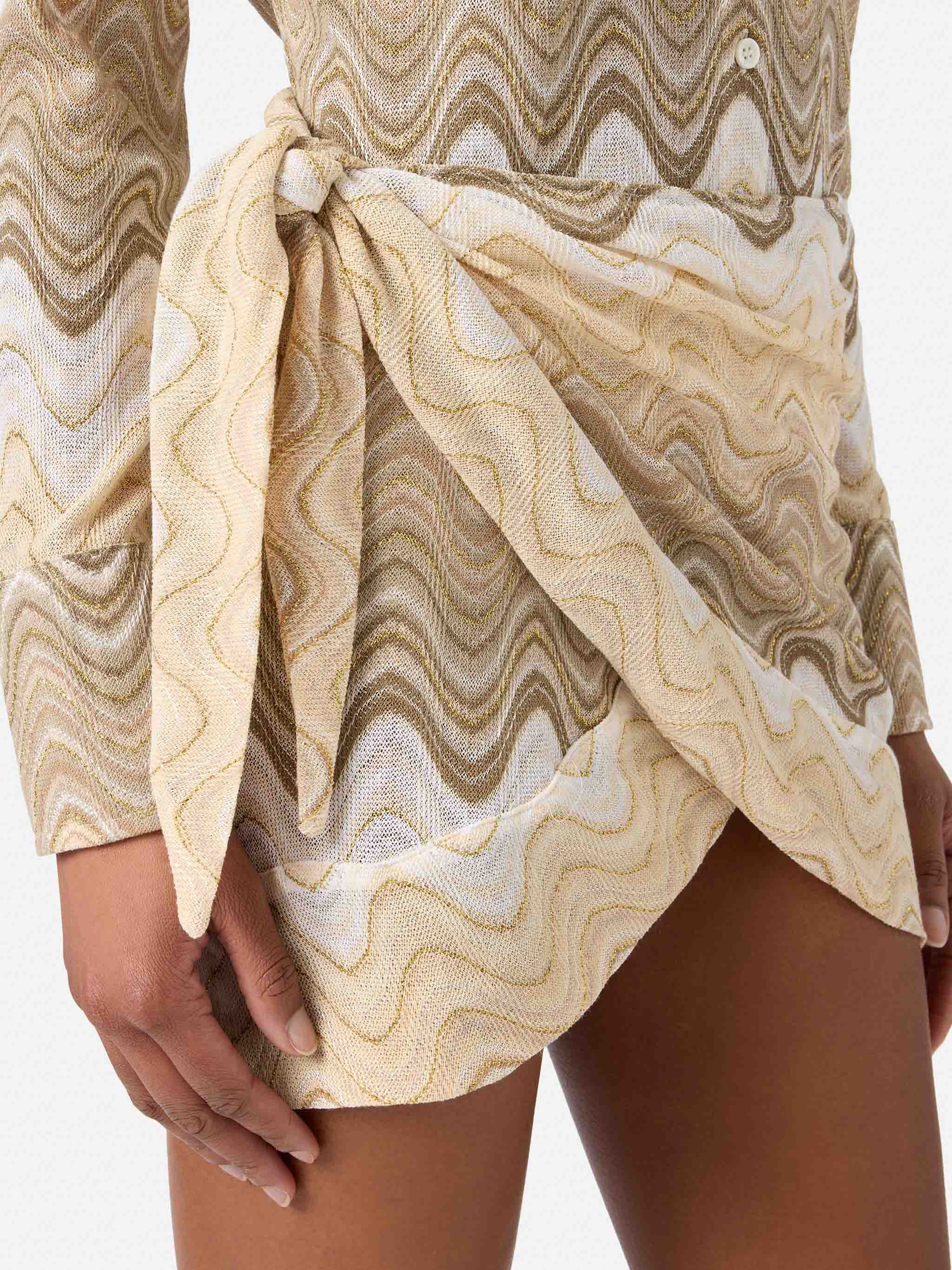 Gonna pareo Angie in raschel degradé beige - Image 4