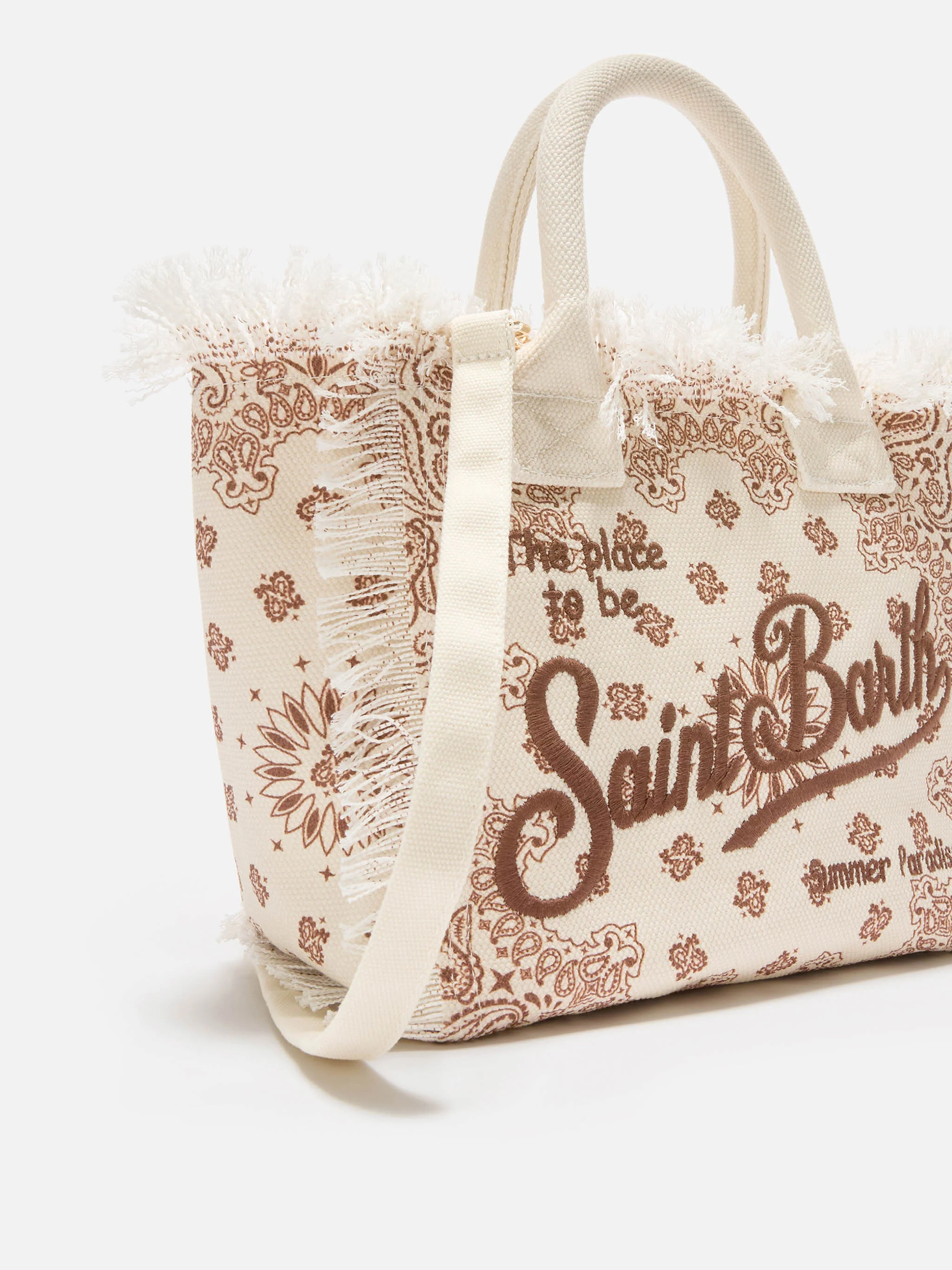 Borsa Colette in canvas beige con stampa bandana - Image 3