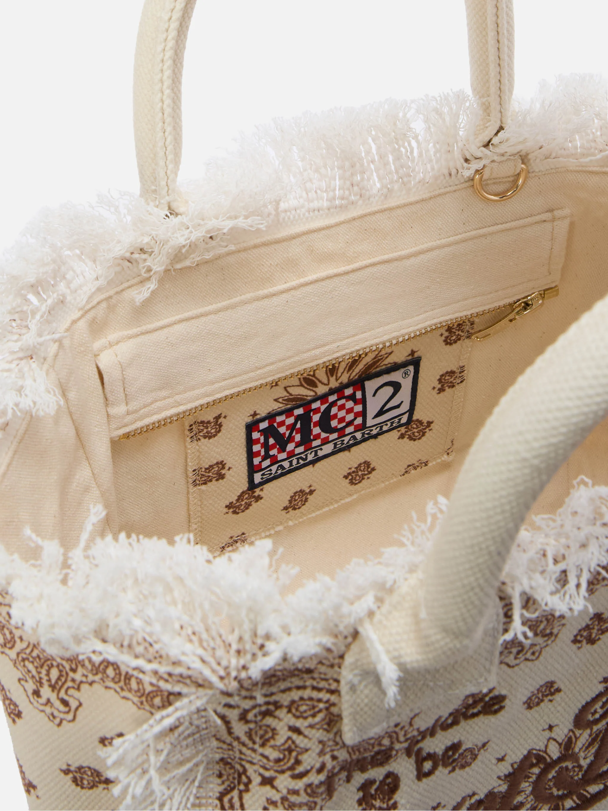 Borsa Colette in canvas beige con stampa bandana - Image 4