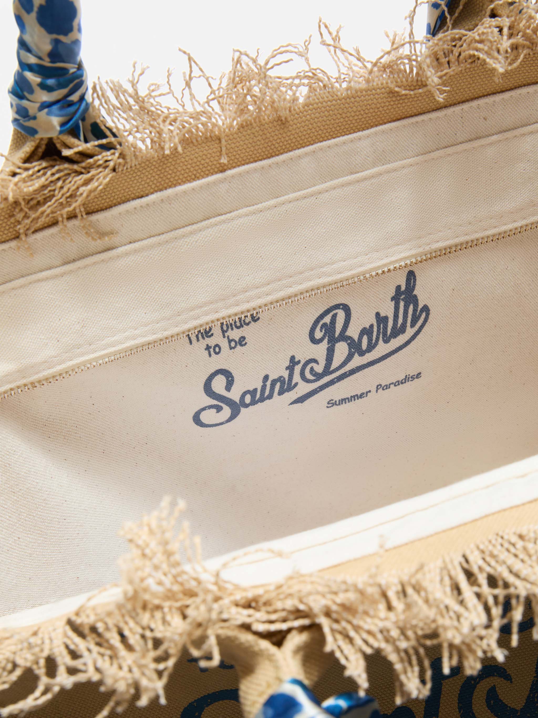 Borsa Vanity regular in canvas beige con twill removibile - Image 3
